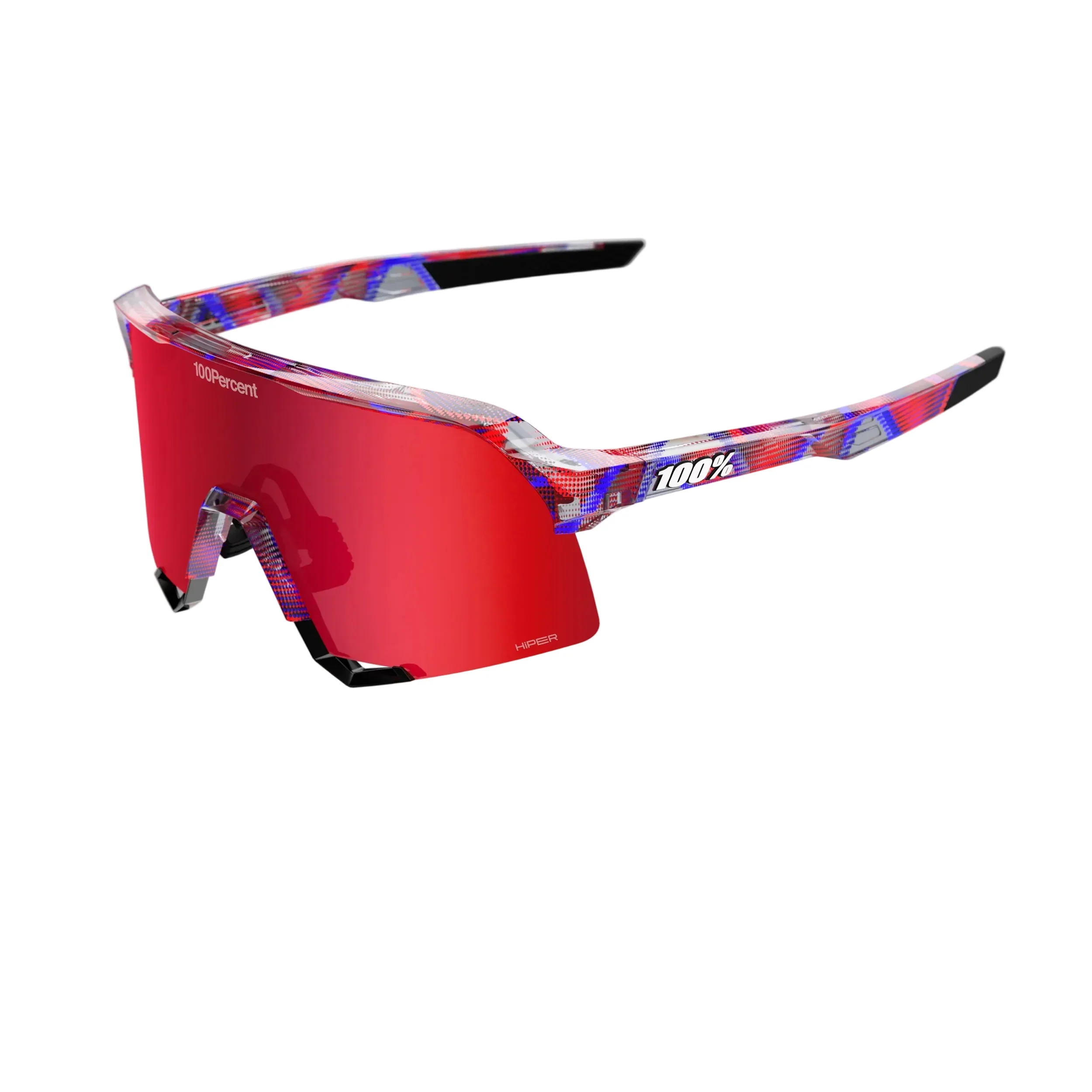 100% S3 FDJ Gloss Translucent Red/Blue - HiPER Fire Red Mirror Lens