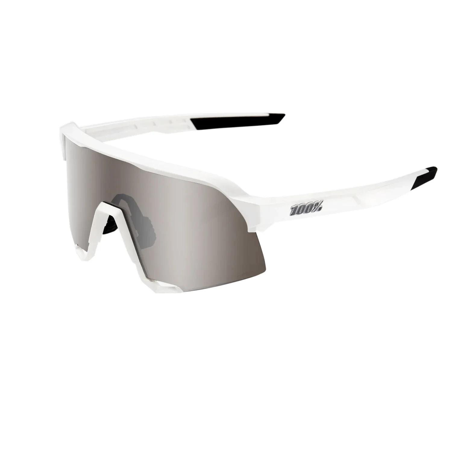 100% S3 Matte White / HiPER Silver Mirror Lens
