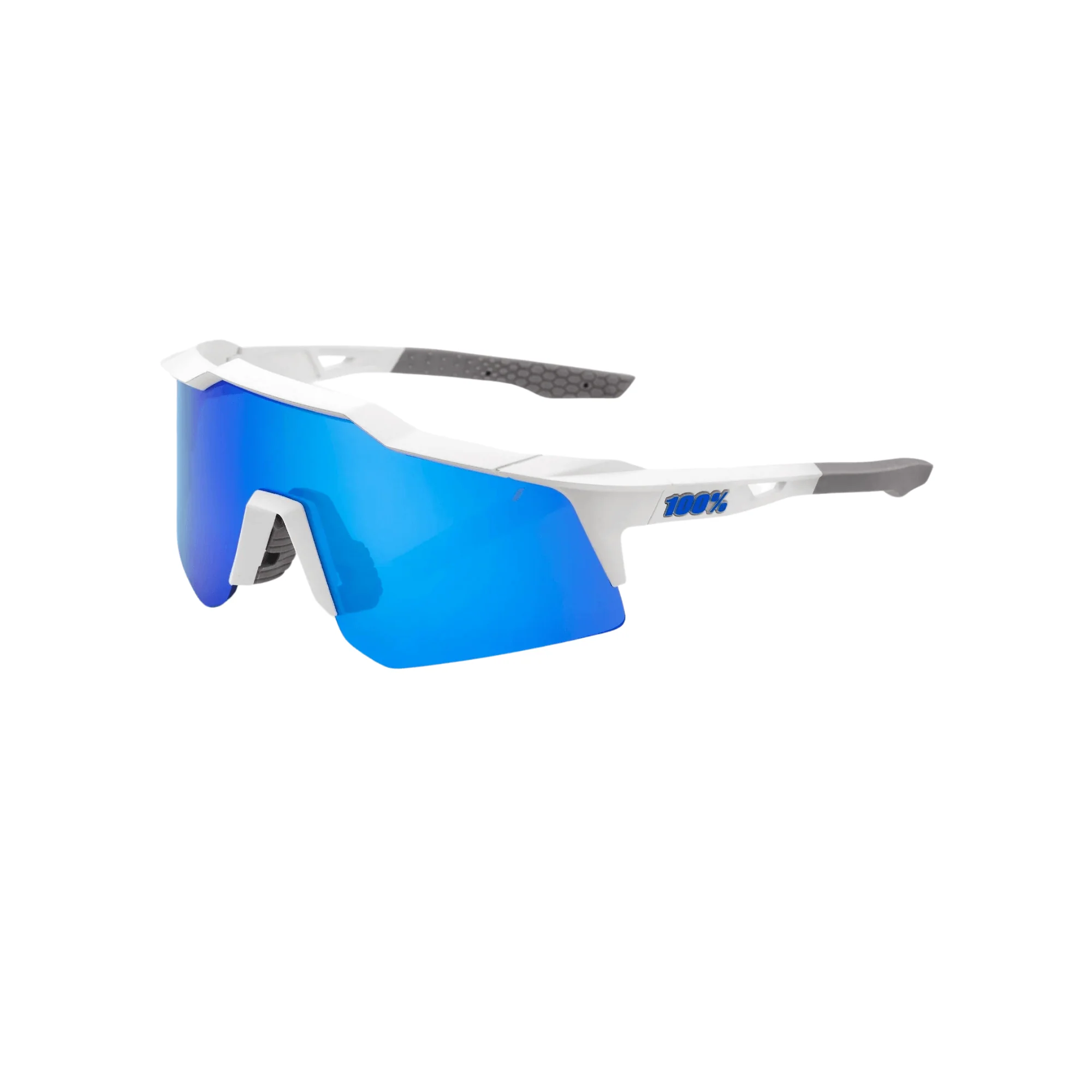 100% Speedcraft XS Matte White Blue Multilayer Mirror Lens