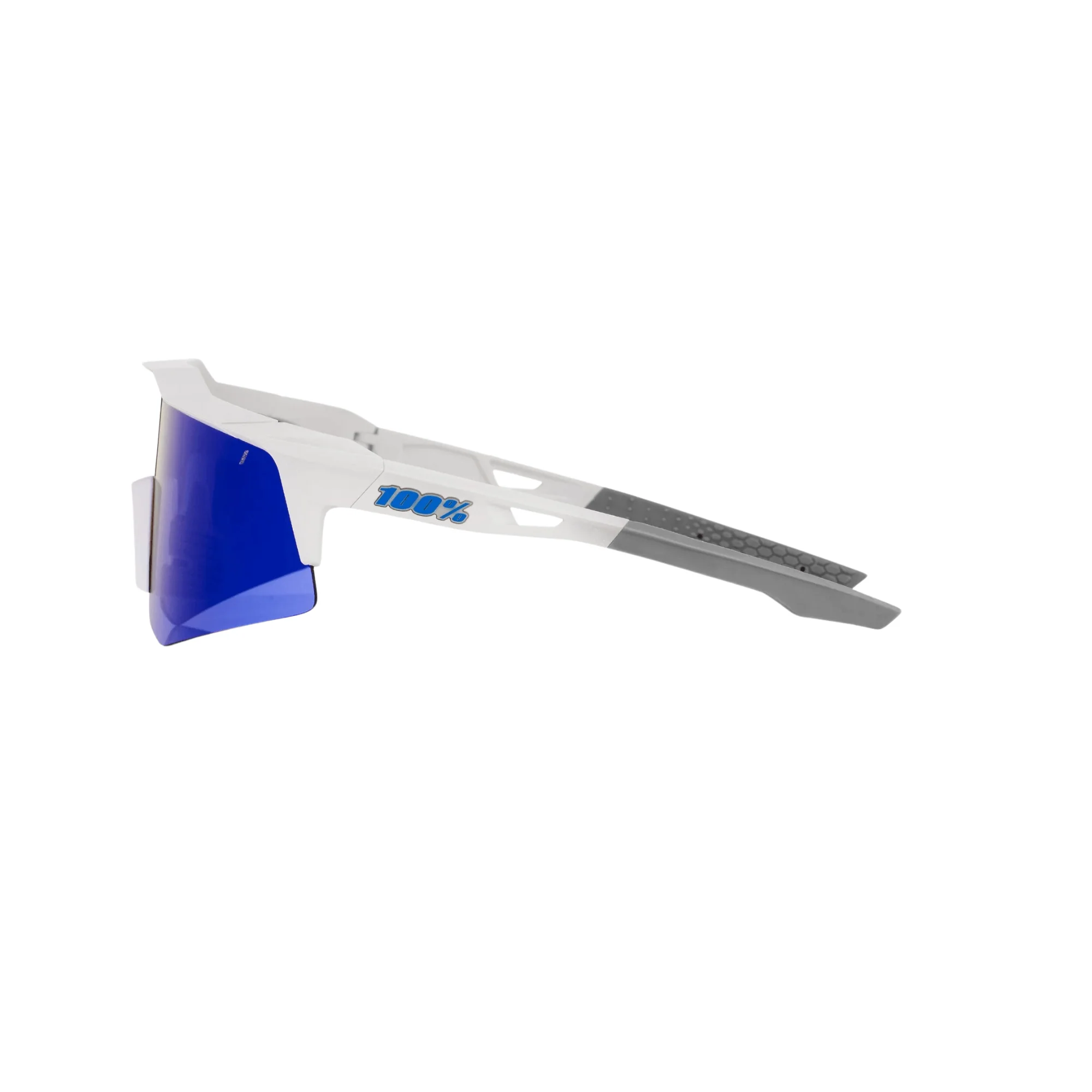 100% Speedcraft XS Matte White Blue Multilayer Mirror Lens - Image 3
