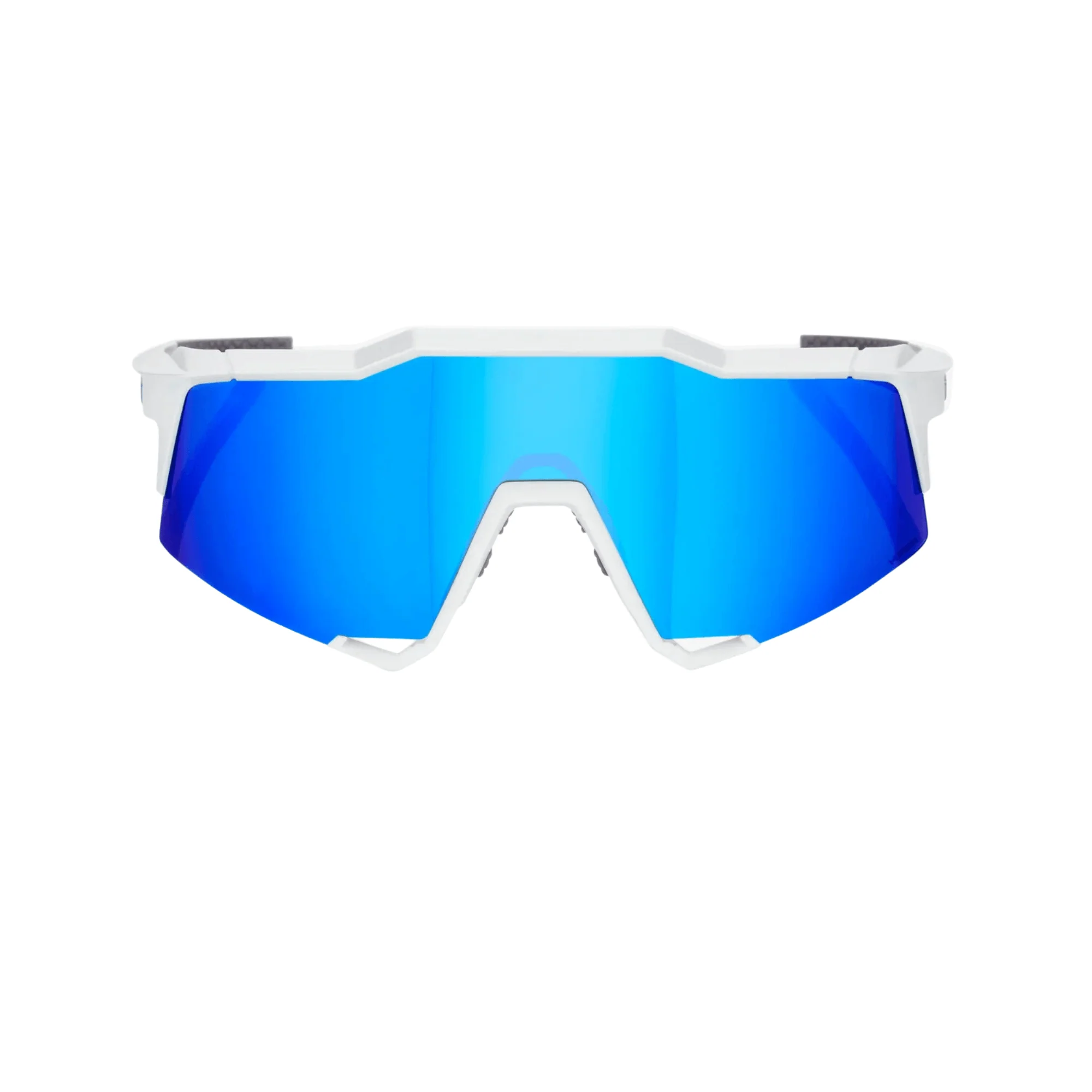 100% Speedcraft Matte White Hiper Blue Multilayer Mirror Lens - Image 2