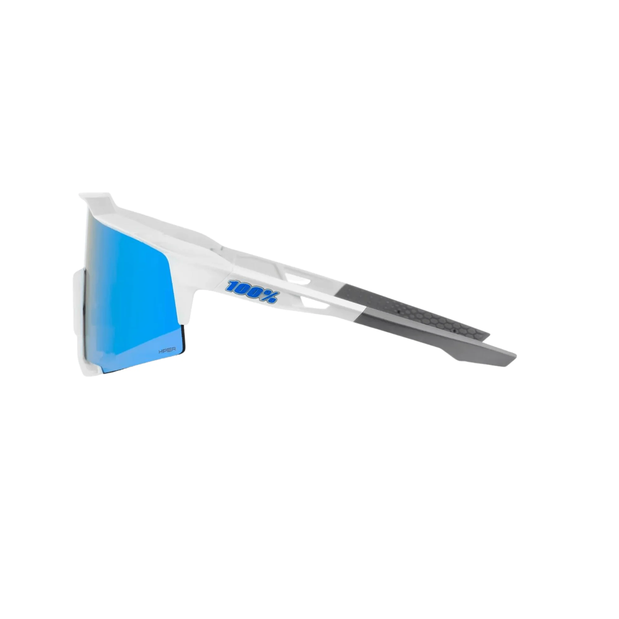 100% Speedcraft Matte White Hiper Blue Multilayer Mirror Lens - Image 3
