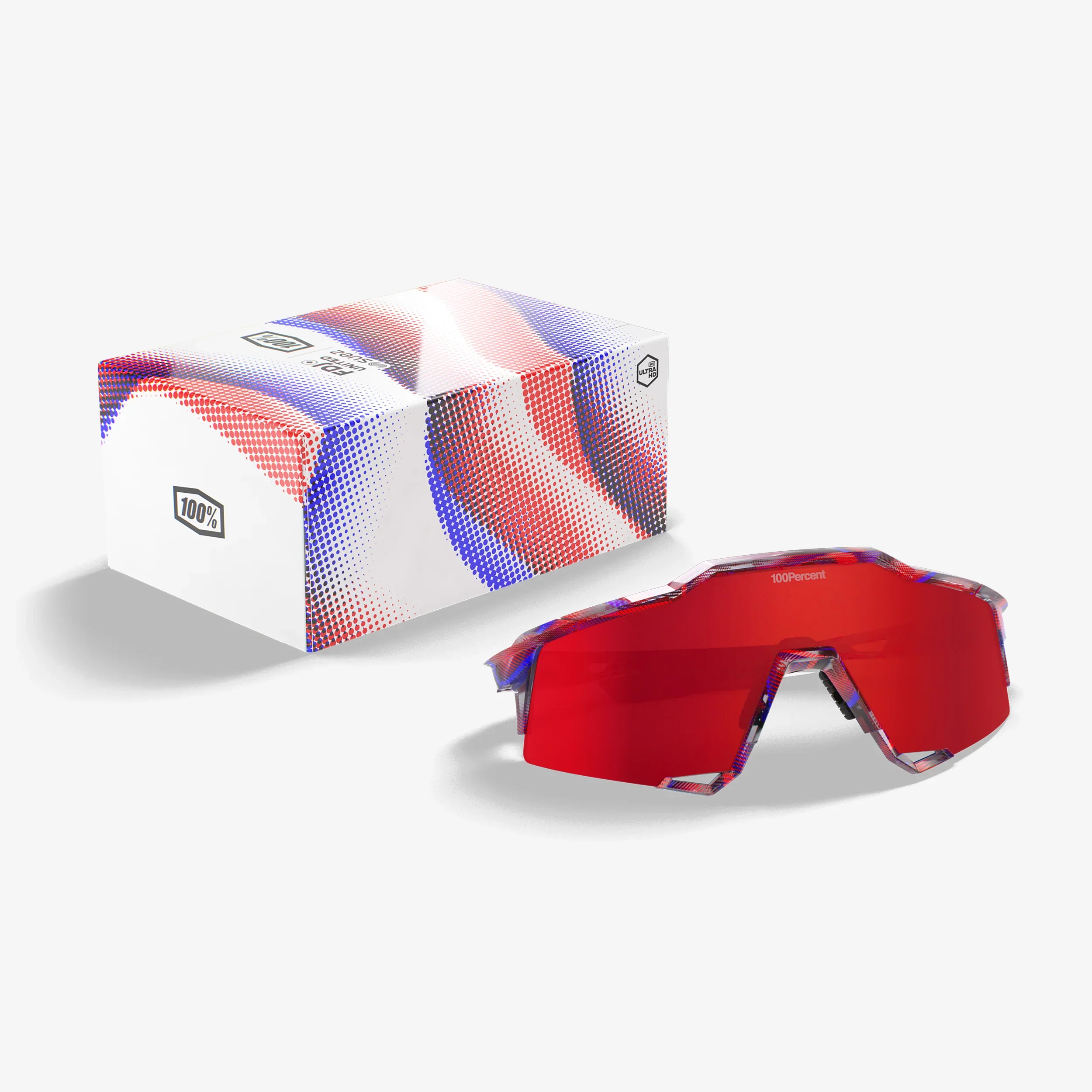 100% Speedcraft SL FDJ Gloss Translucent Red/Blue - HiPER Fire Red Mirror Lens - Image 4