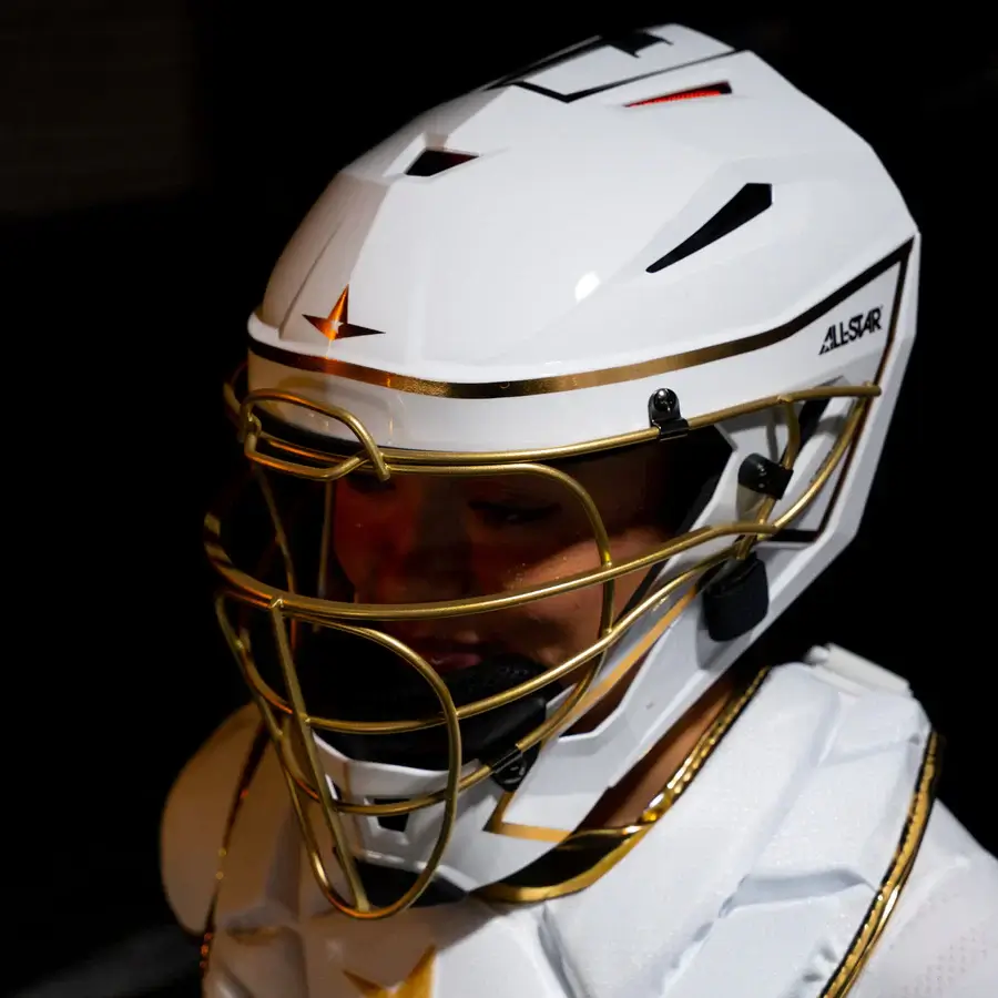 All-Star MVP Pro PHX™ Diamond Series Softball Catcher's Kit | White/Gold (Medium) - Image 11