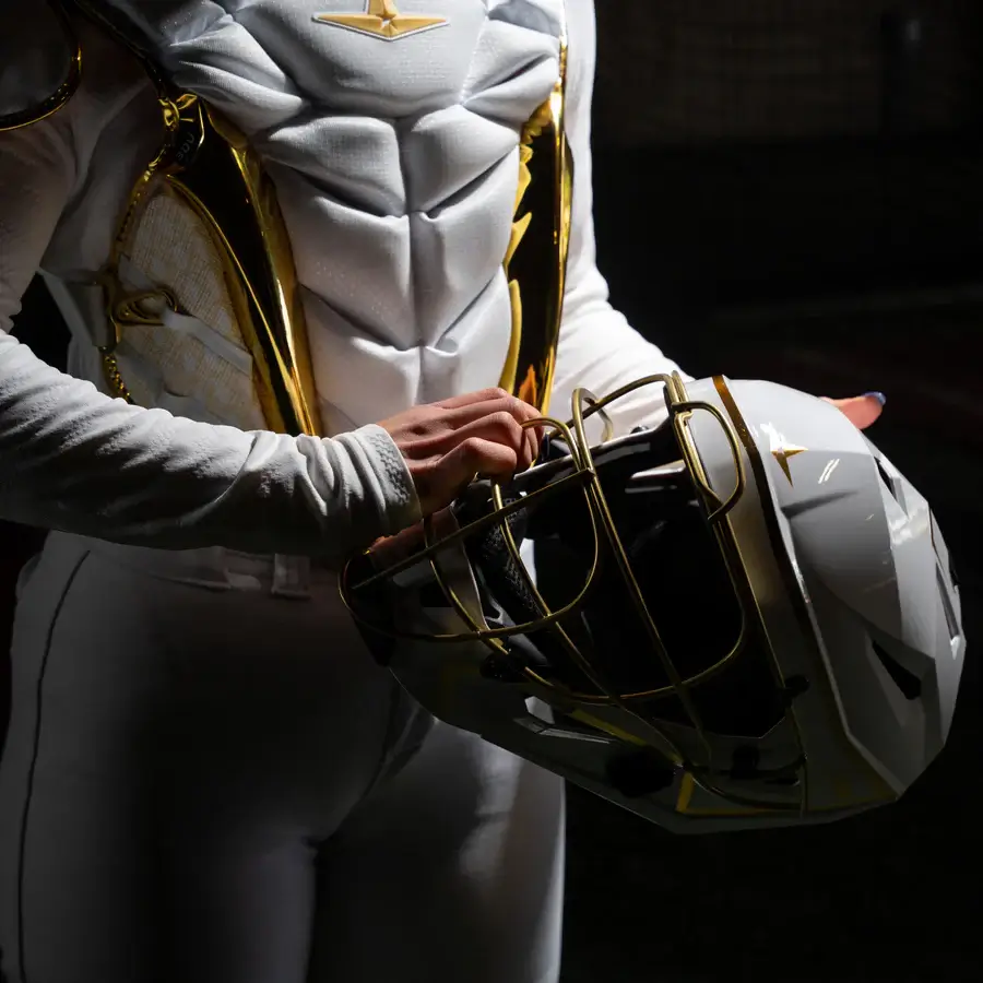 All-Star MVP Pro PHX™ Diamond Series Softball Catcher's Kit | White/Gold (Medium) - Image 7