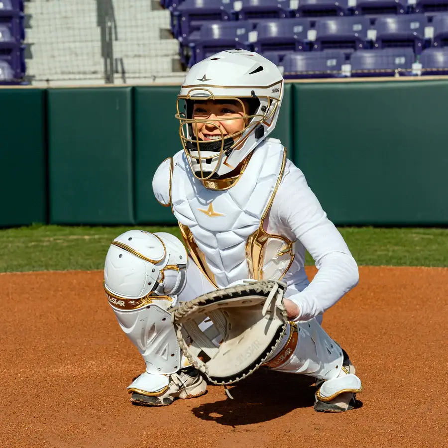 All-Star MVP Pro PHX™ Diamond Series Softball Catcher's Kit | White/Gold (Medium) - Image 8