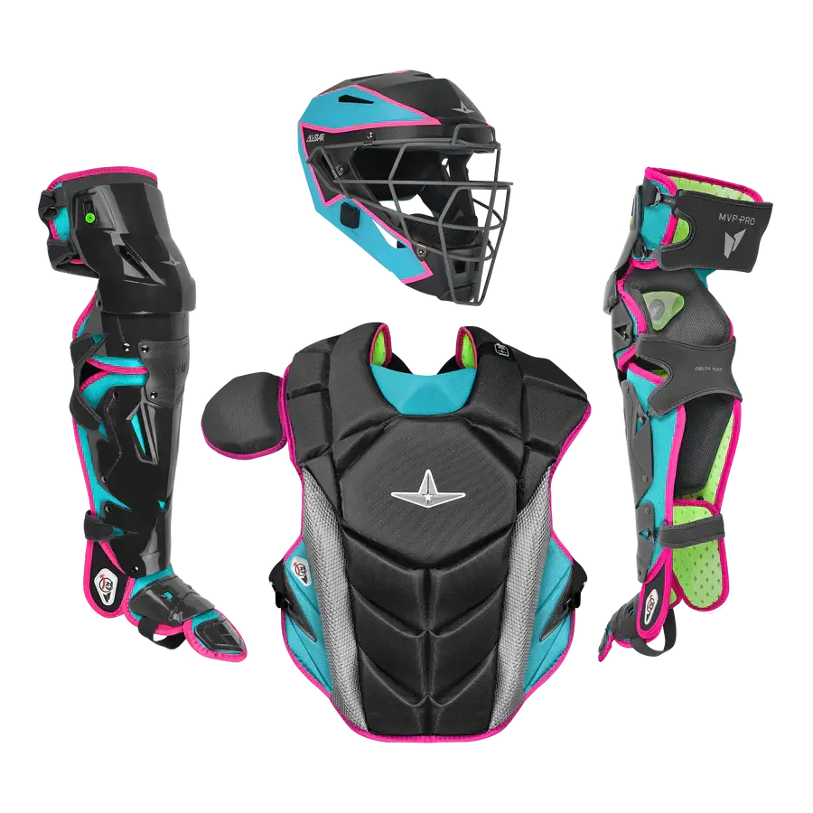 All-Star MVP-Pro Short Fuse Catcher's Kit | Miami Nights Limited Edition | Black/Sky Blue/Pink (Intermediate)