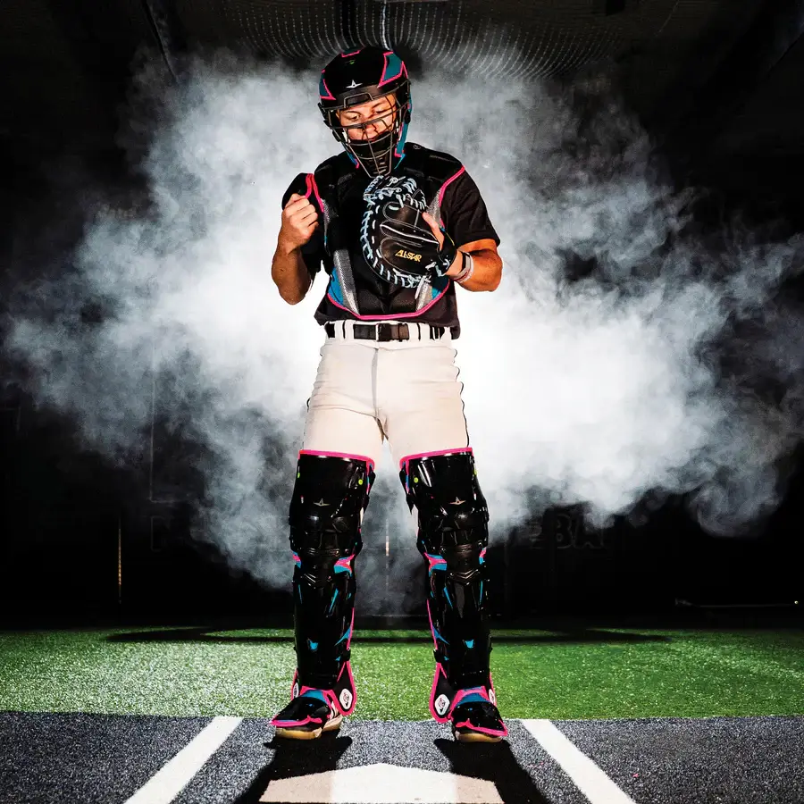 All-Star MVP-Pro Short Fuse Catcher's Kit | Miami Nights Limited Edition | Black/Sky Blue/Pink (Intermediate) - Image 9
