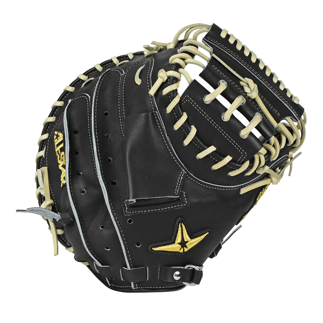 All-Star Pro-Elite Japan 34" Catchers Mitt Closed Back Black/Camel - Image 2