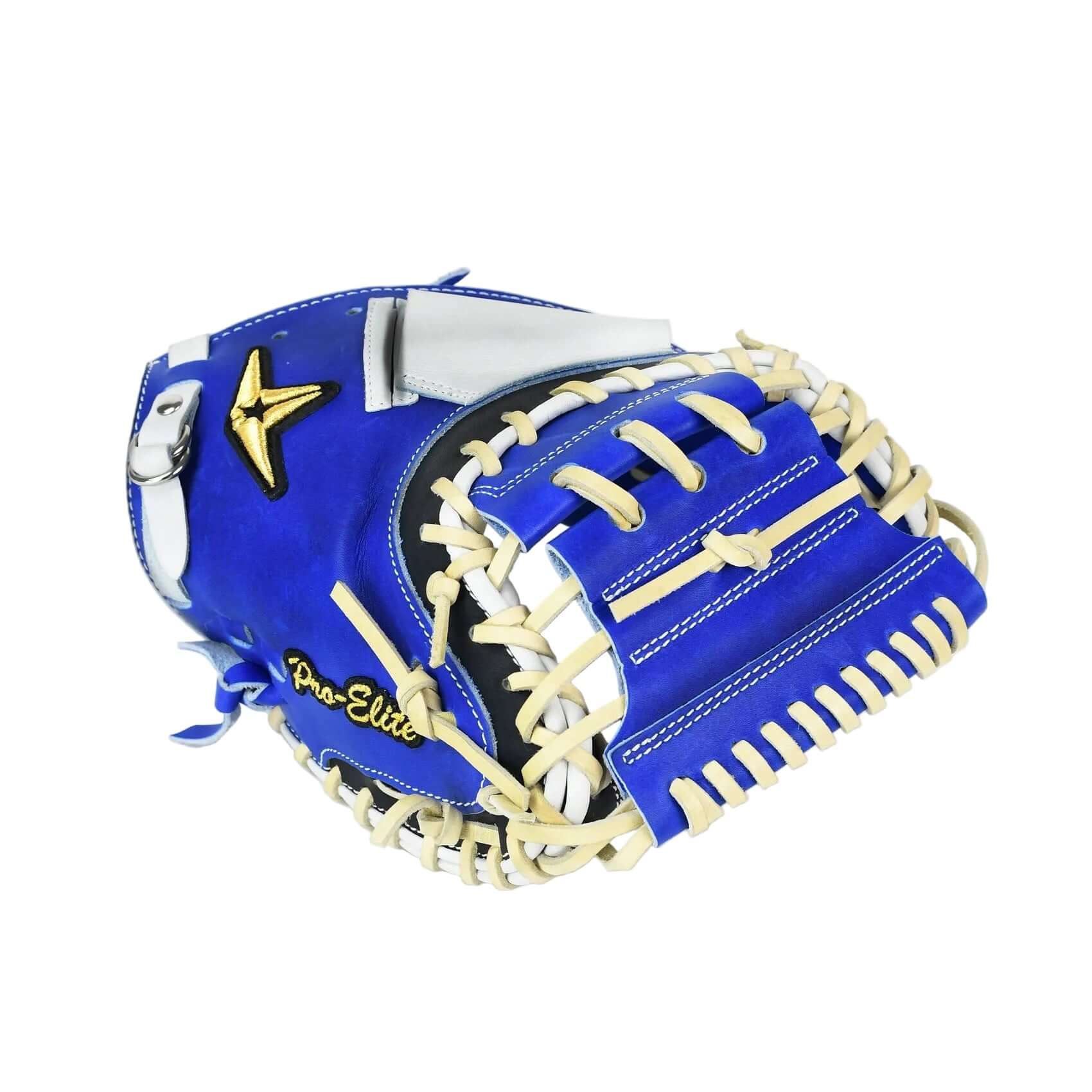 All-Star Pro-Elite Japan 34" Catchers Mitt Closed Back Royal/Nav/White - Image 4