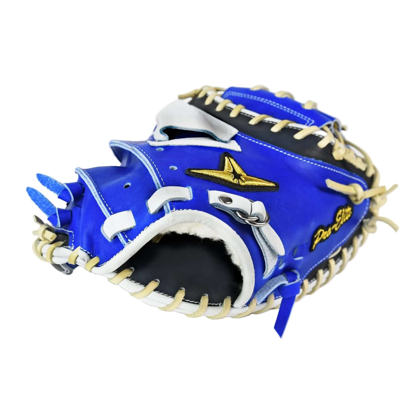 All-Star Pro-Elite Japan 34" Catchers Mitt Closed Back Royal/Nav/White - Image 6