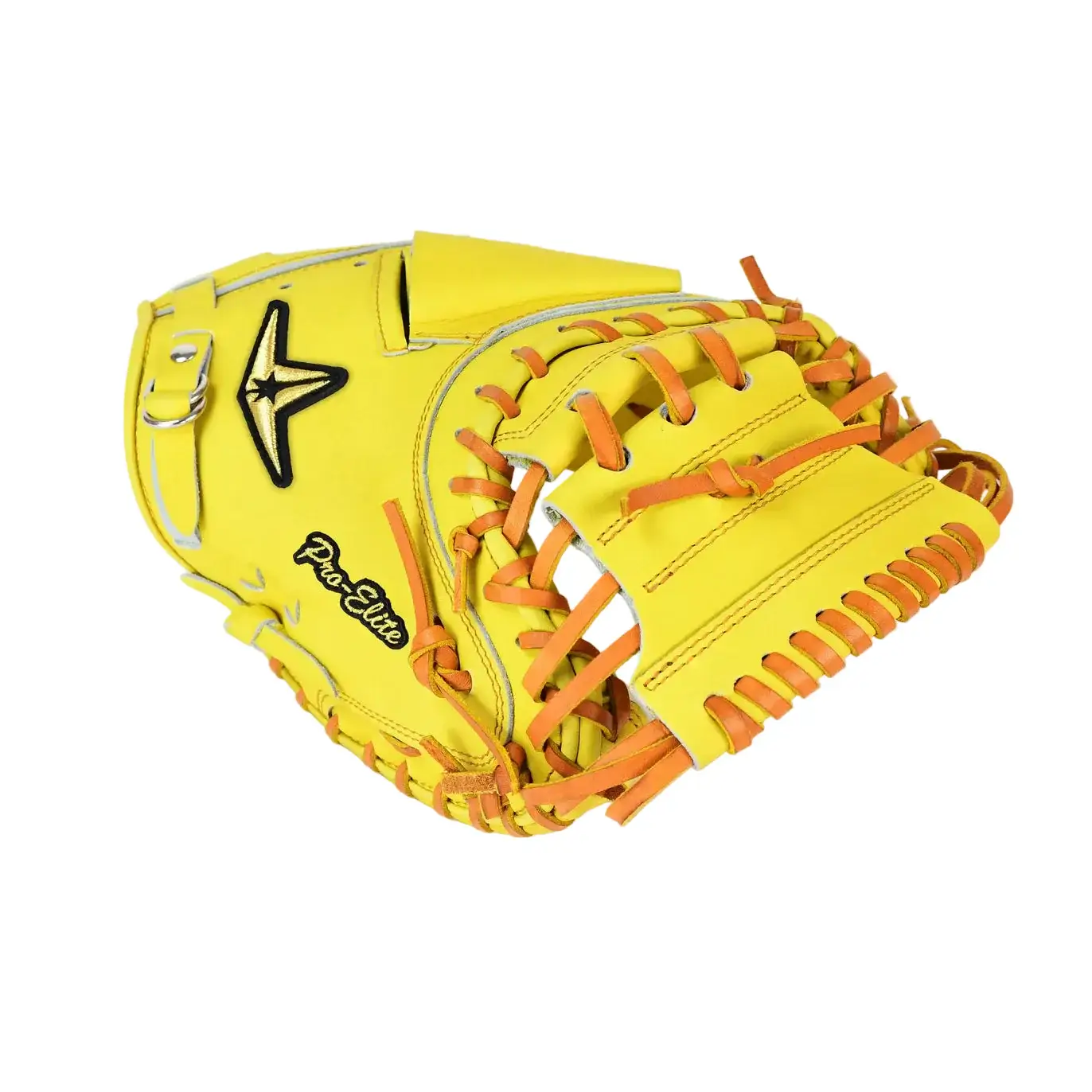 All-Star Pro-Elite Japan 34" Catchers Mitt Closed Back Yellow/Light Brown - Image 4