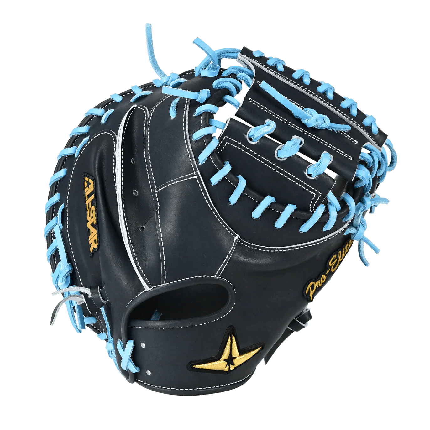 All-Star Pro-Elite Japan 34" Catchers Mitt Open Back Navy/Sky Blue - Image 2