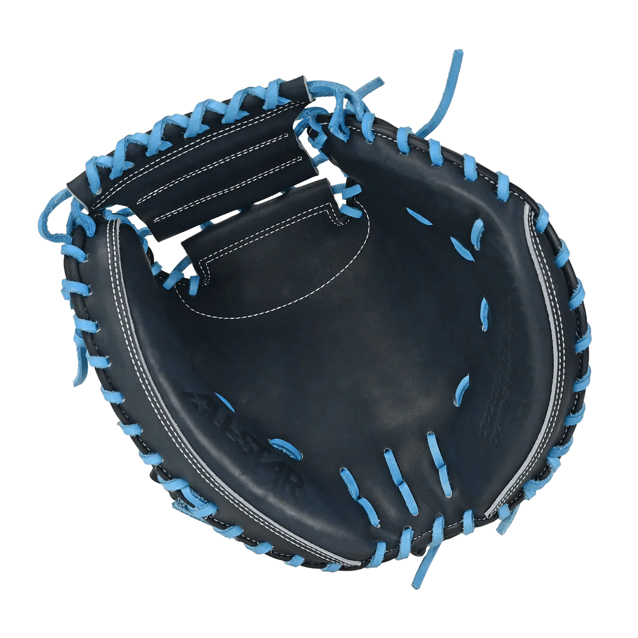 All-Star Pro-Elite Japan 34" Catchers Mitt Open Back Navy/Sky Blue - Image 3