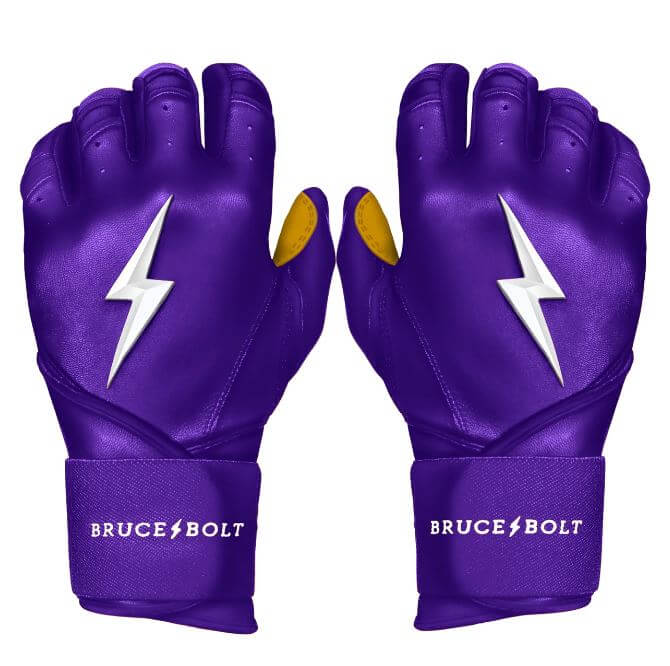 Bruce Bolt Premium Pro Long Cuff Batting Gloves - Purple - Image 9