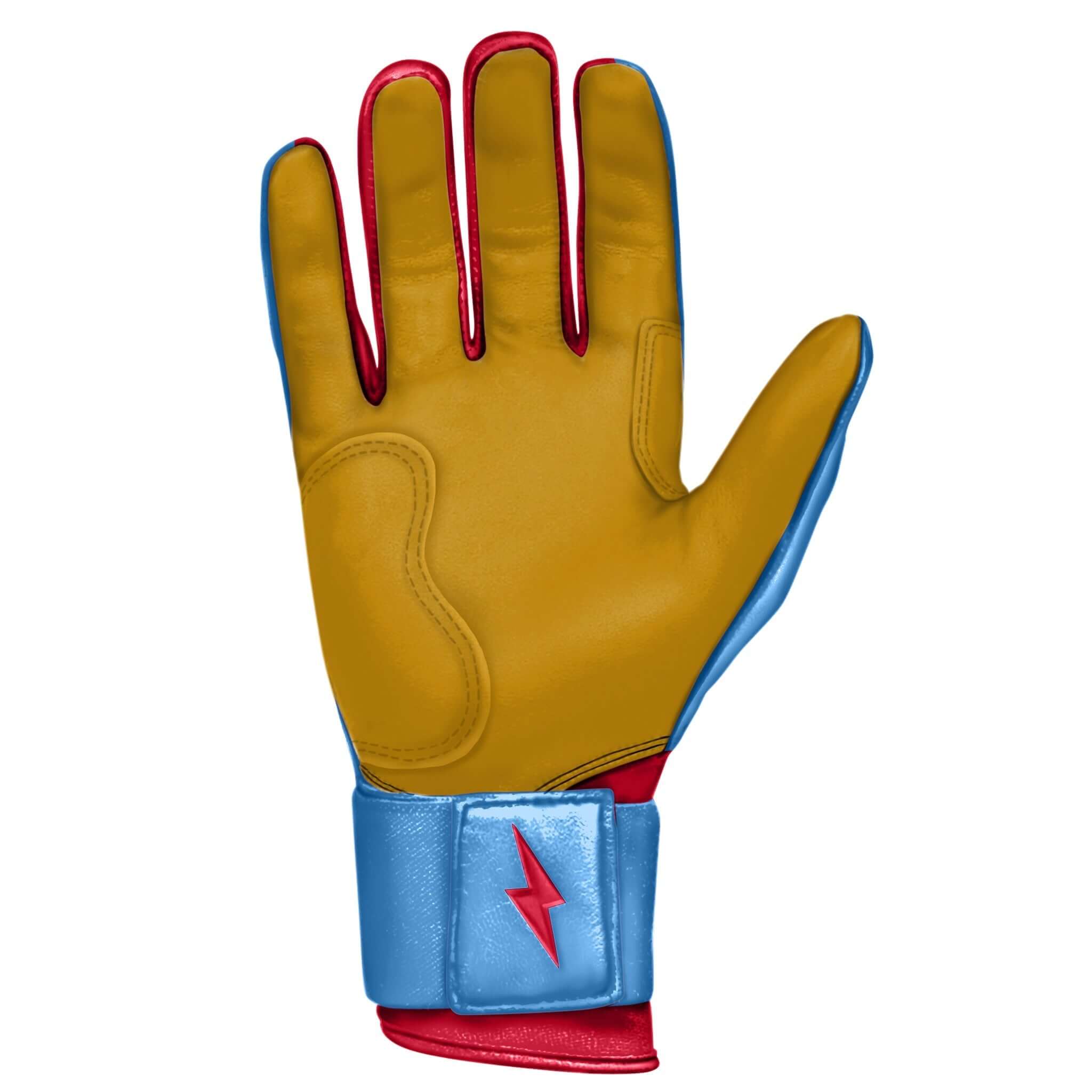 Bruce Bolt Premium Pro Bader Series Long Cuff Batting Gloves Baby Blue - Image 5