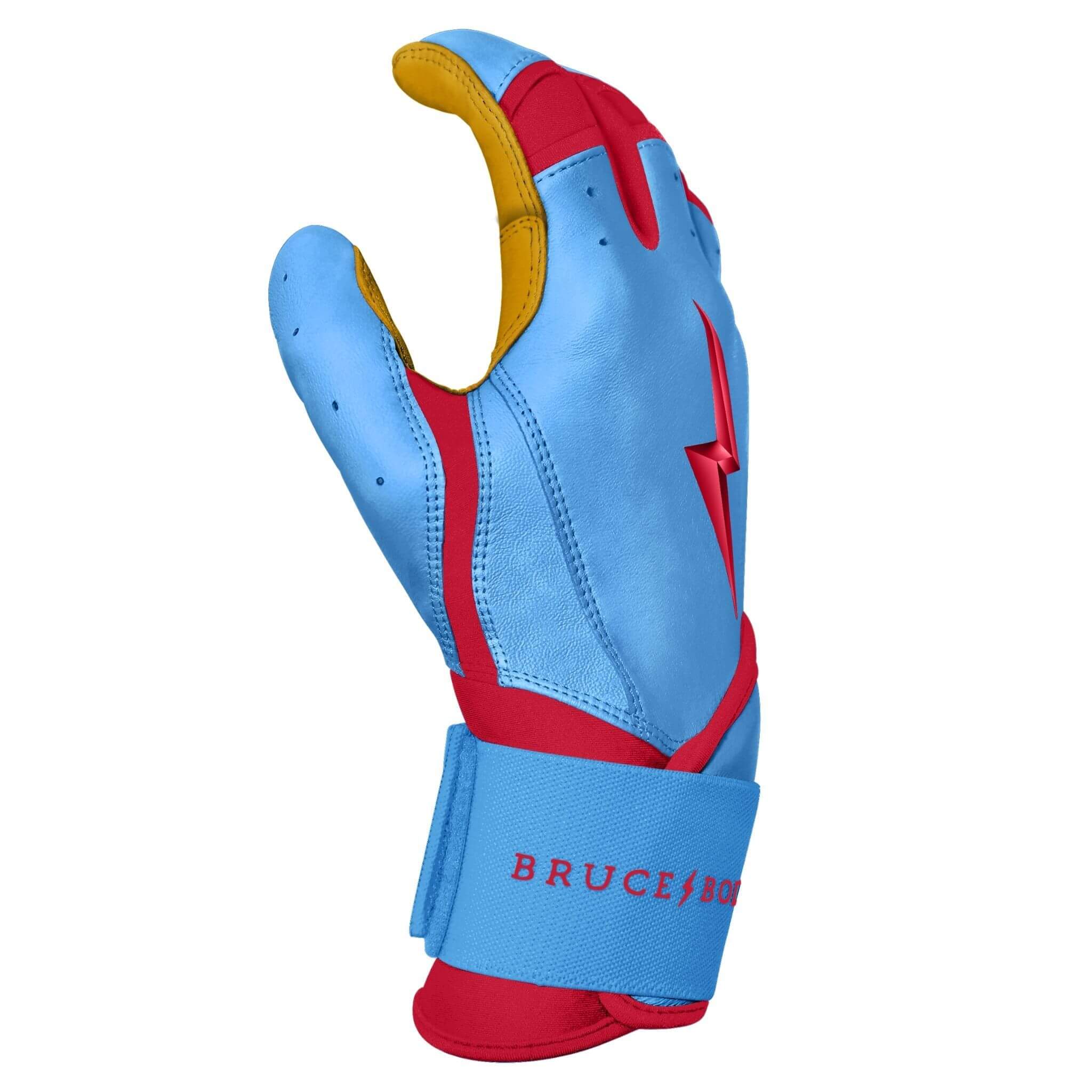 Bruce Bolt Premium Pro Bader Series Long Cuff Batting Gloves Baby Blue - Image 7