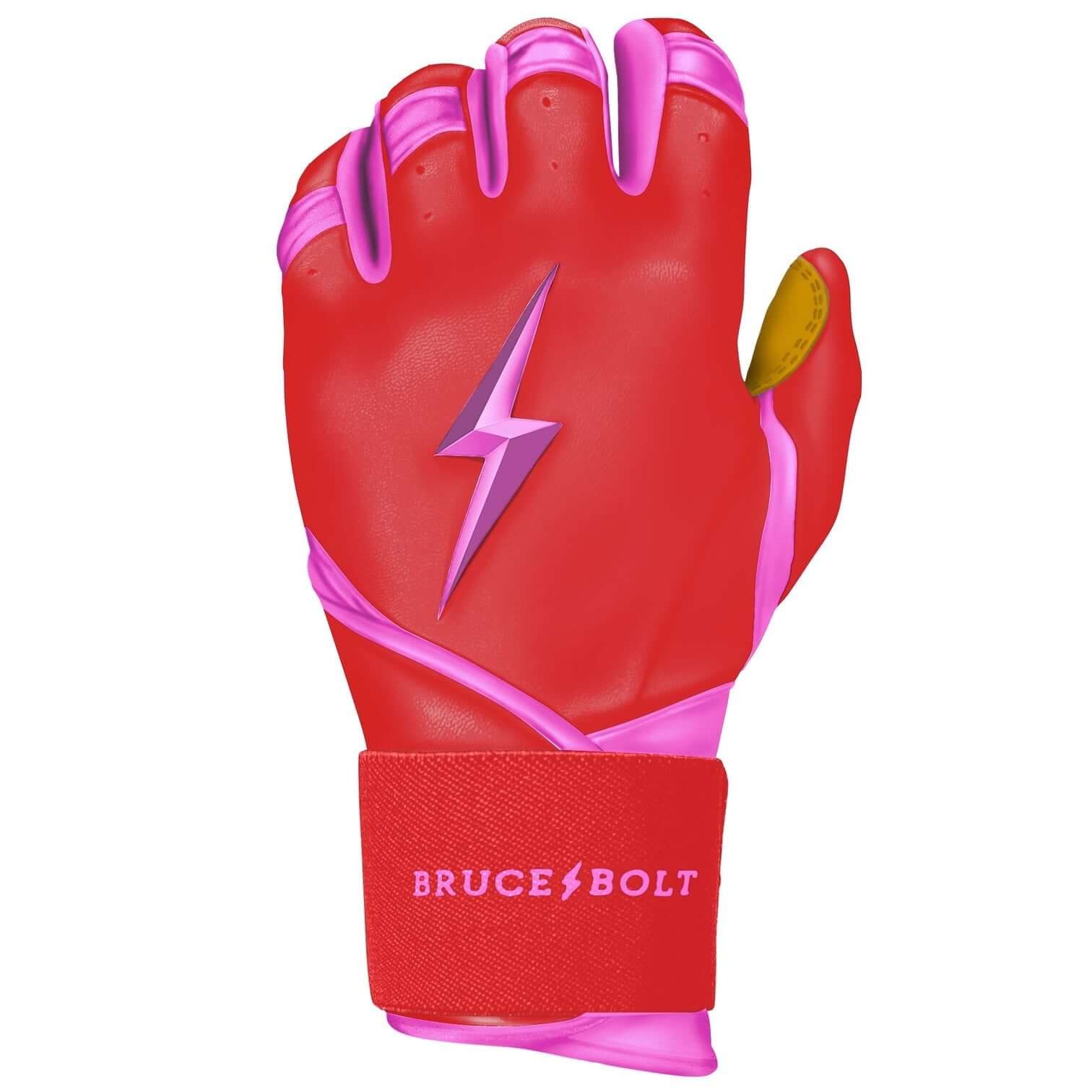 Bruce Bolt Premium Pro Bader Series Long Cuff Batting Gloves Pink - Image 5