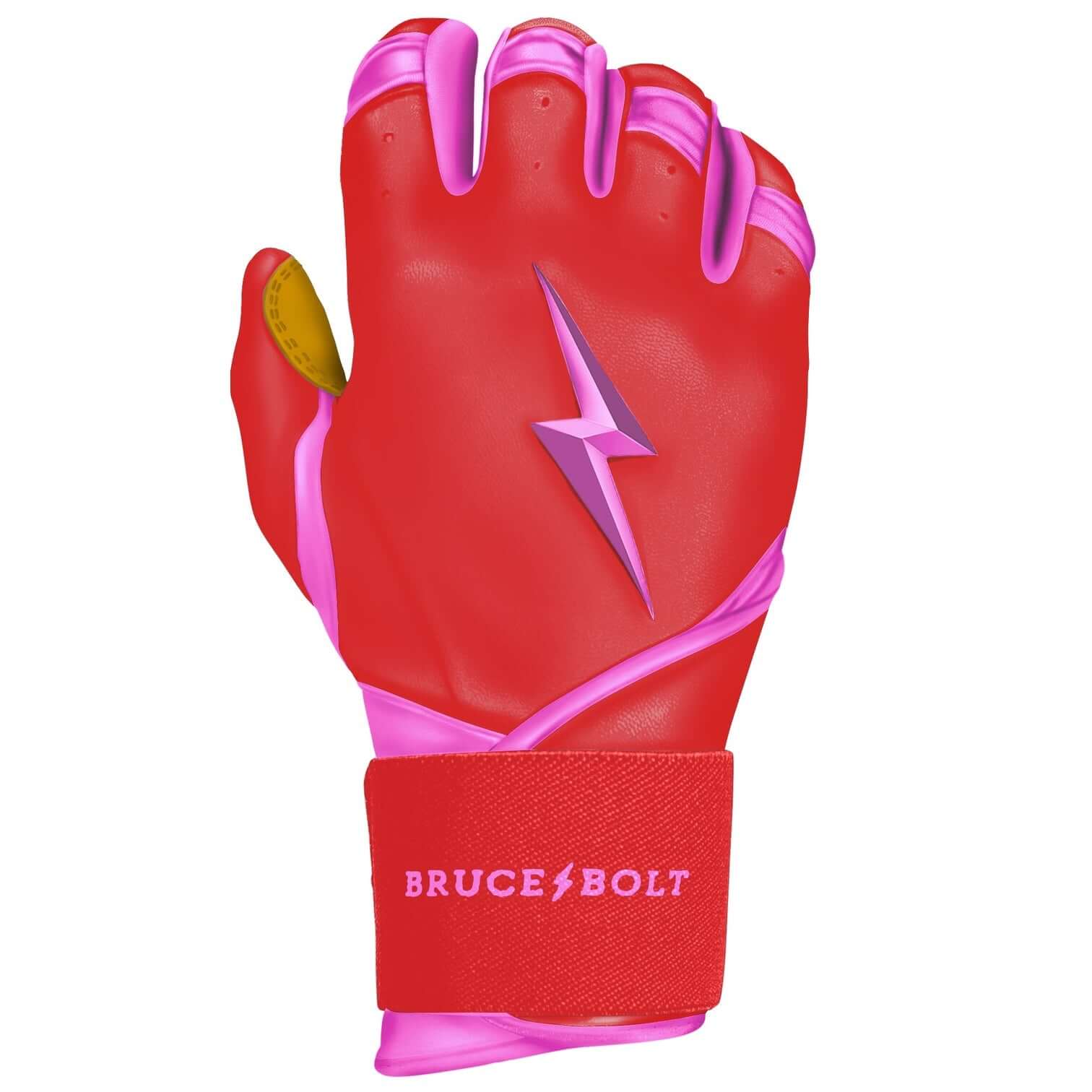 Bruce Bolt Premium Pro Bader Series Long Cuff Batting Gloves Pink - Image 6