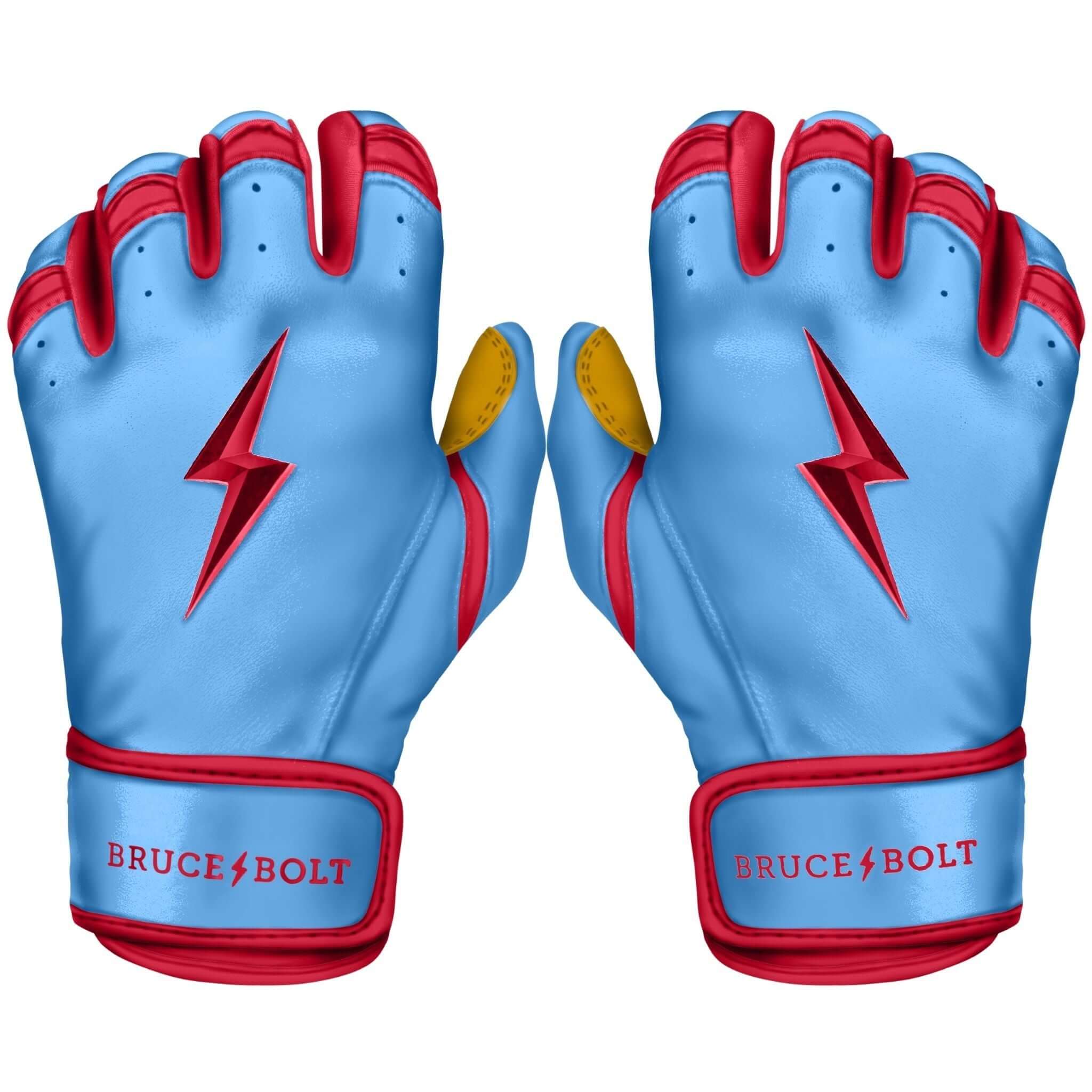 Bruce Bolt Premium Pro Bader Series Short Cuff Batting Gloves Baby Blue