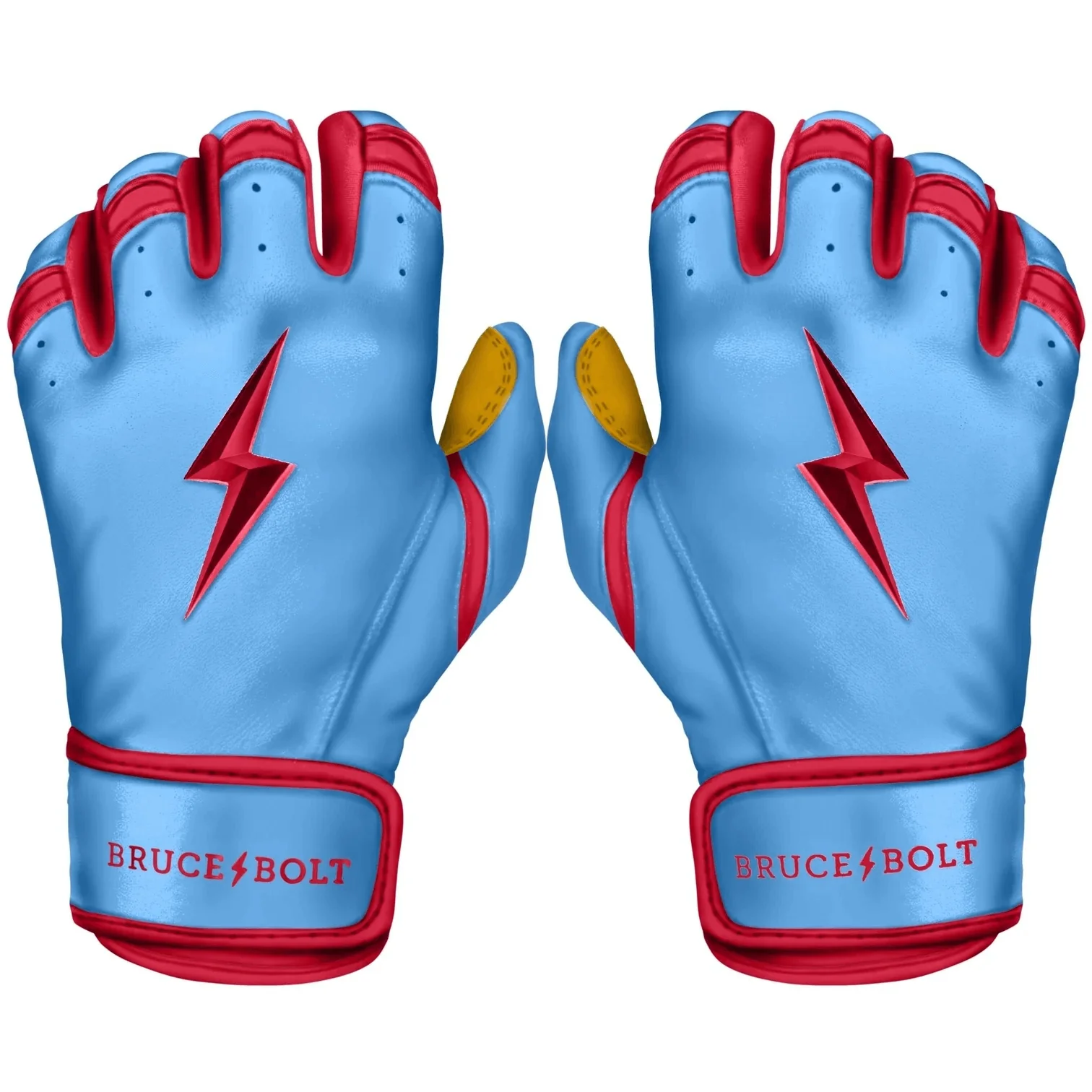 Bruce Bolt Premium Pro Bader Series Short Cuff Batting Gloves Baby Blue - Image 4