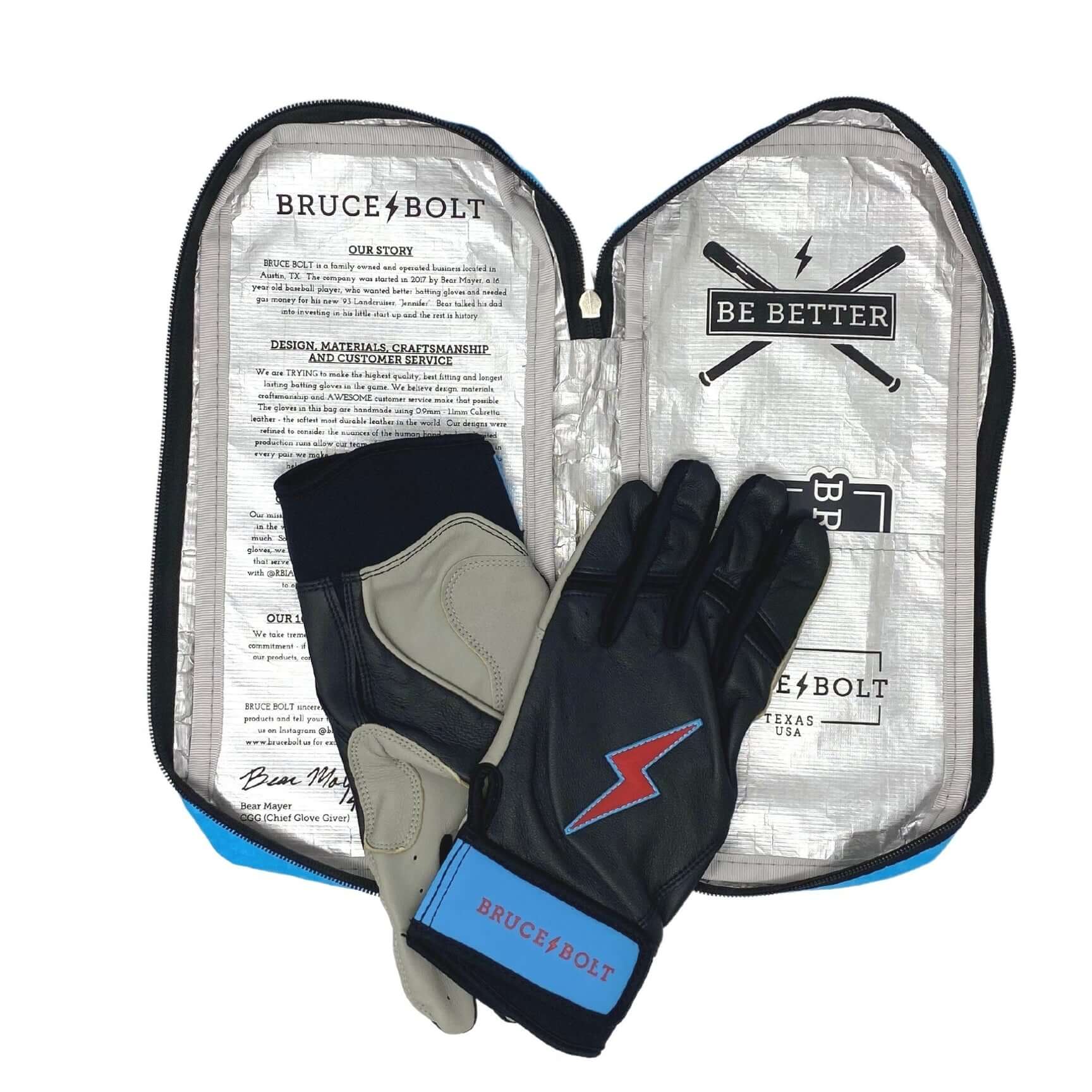 Bruce Bolt Premium Pro Brinson Series Short Cuff Batting  Gloves Black - Image 6