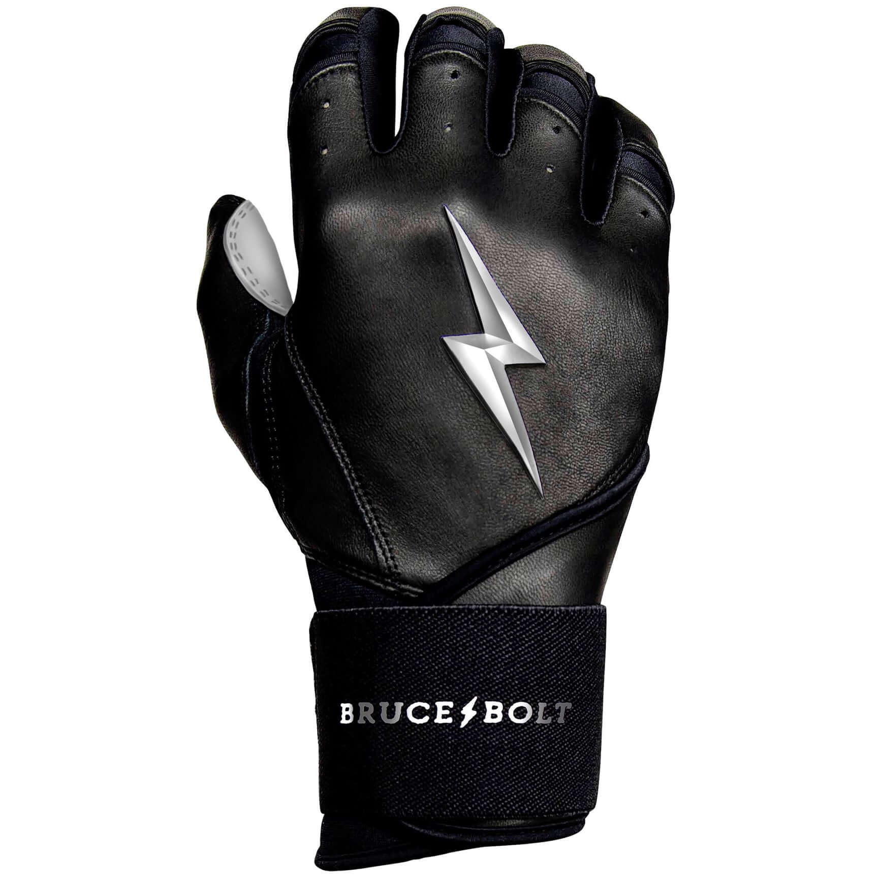 Bruce Bolt Youth Premium Pro Chrome Long Cuff Batting Gloves Black - Image 3