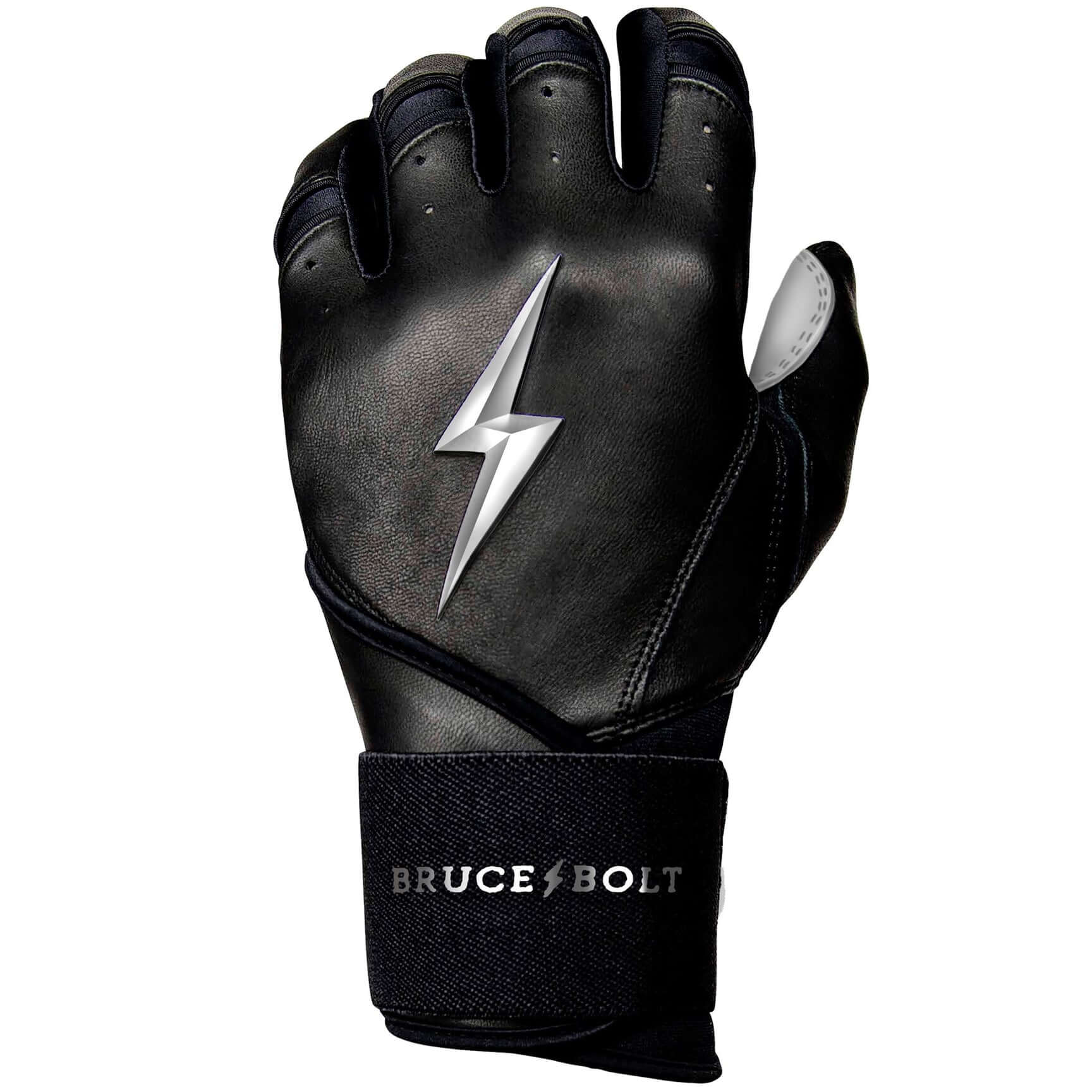 Bruce Bolt Youth Premium Pro Chrome Long Cuff Batting Gloves Black - Image 6