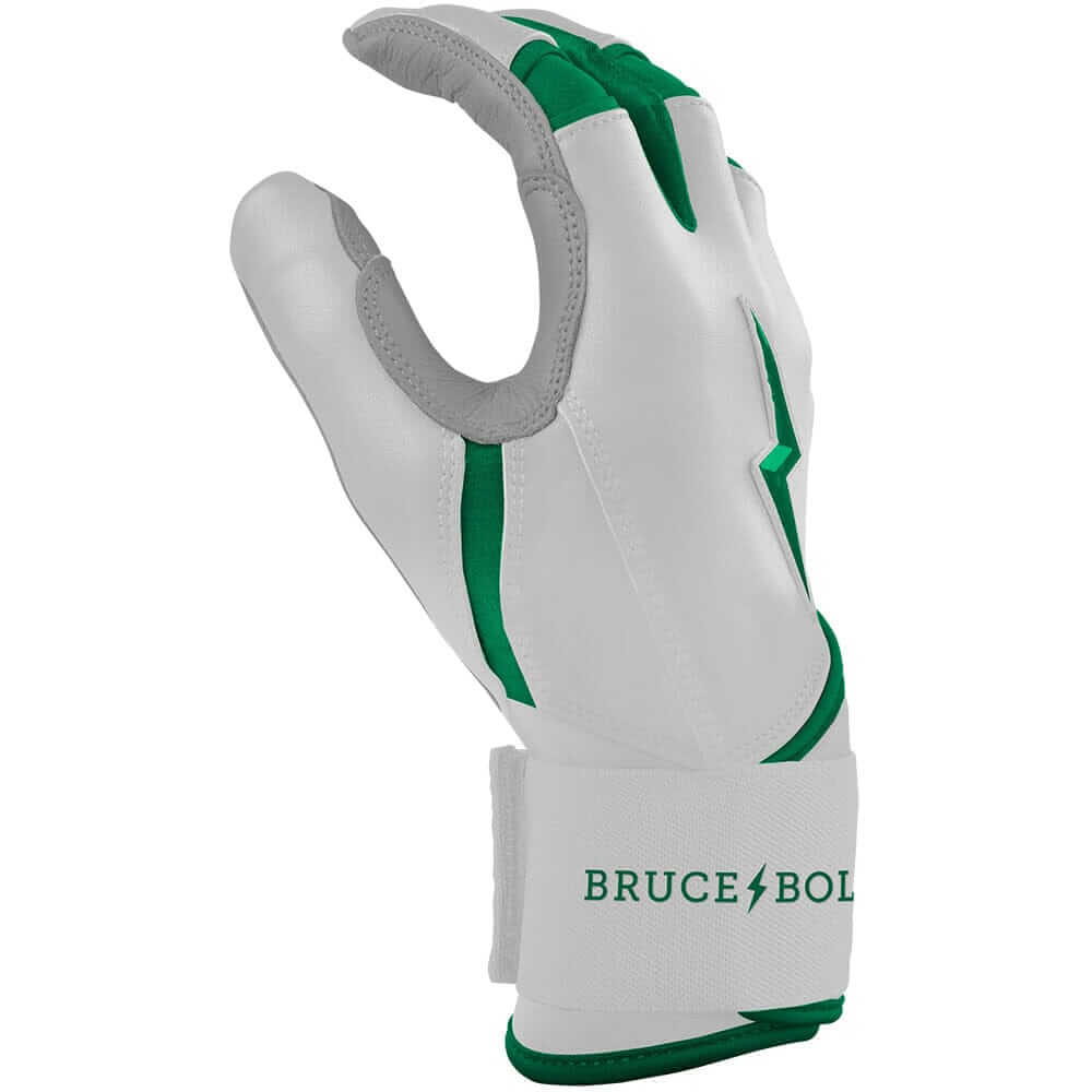 Bruce Bolt Premium Pro Chrome Long Cuff Batting Gloves - Green - Image 3