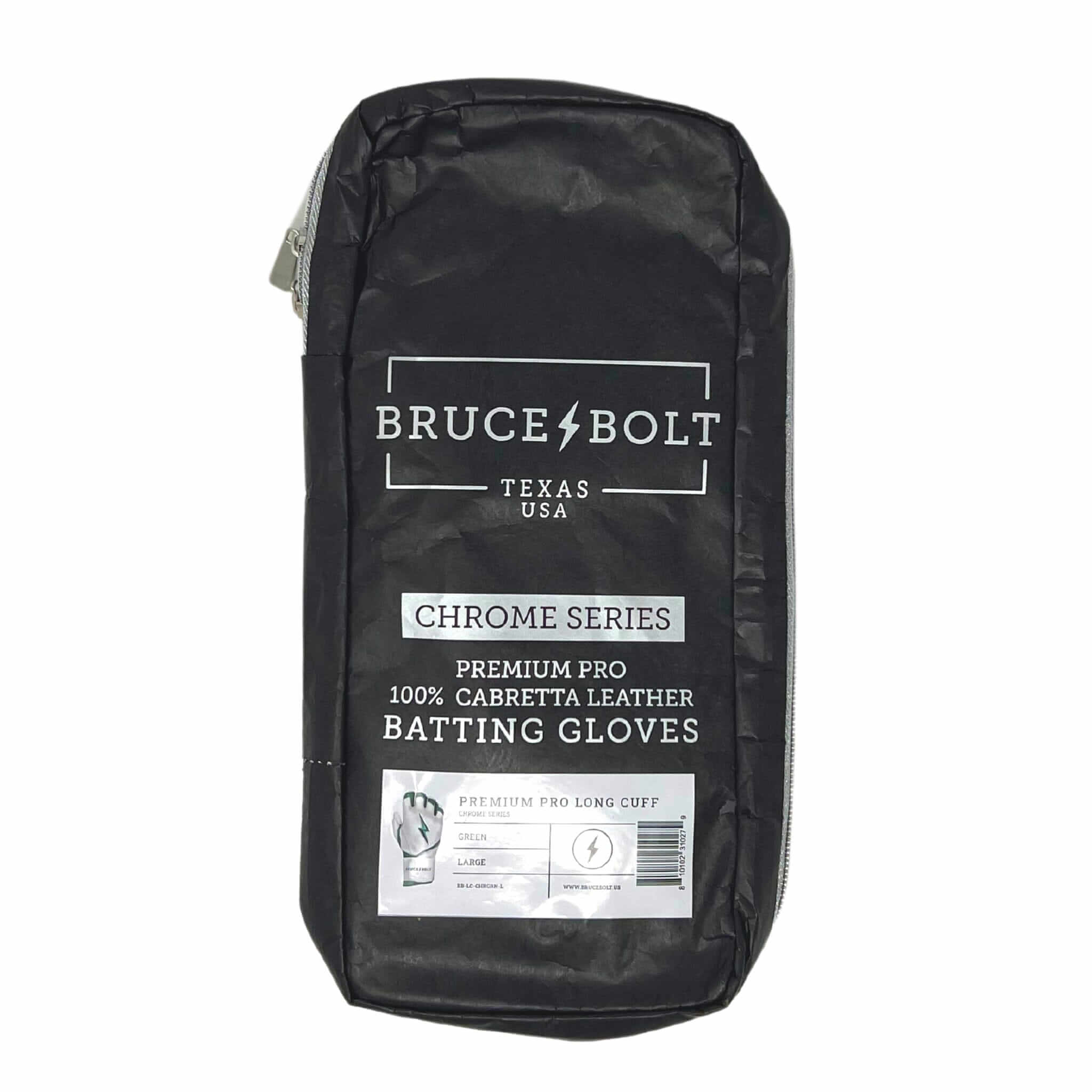 Bruce Bolt Premium Pro Chrome Long Cuff Batting Gloves - Green - Image 4