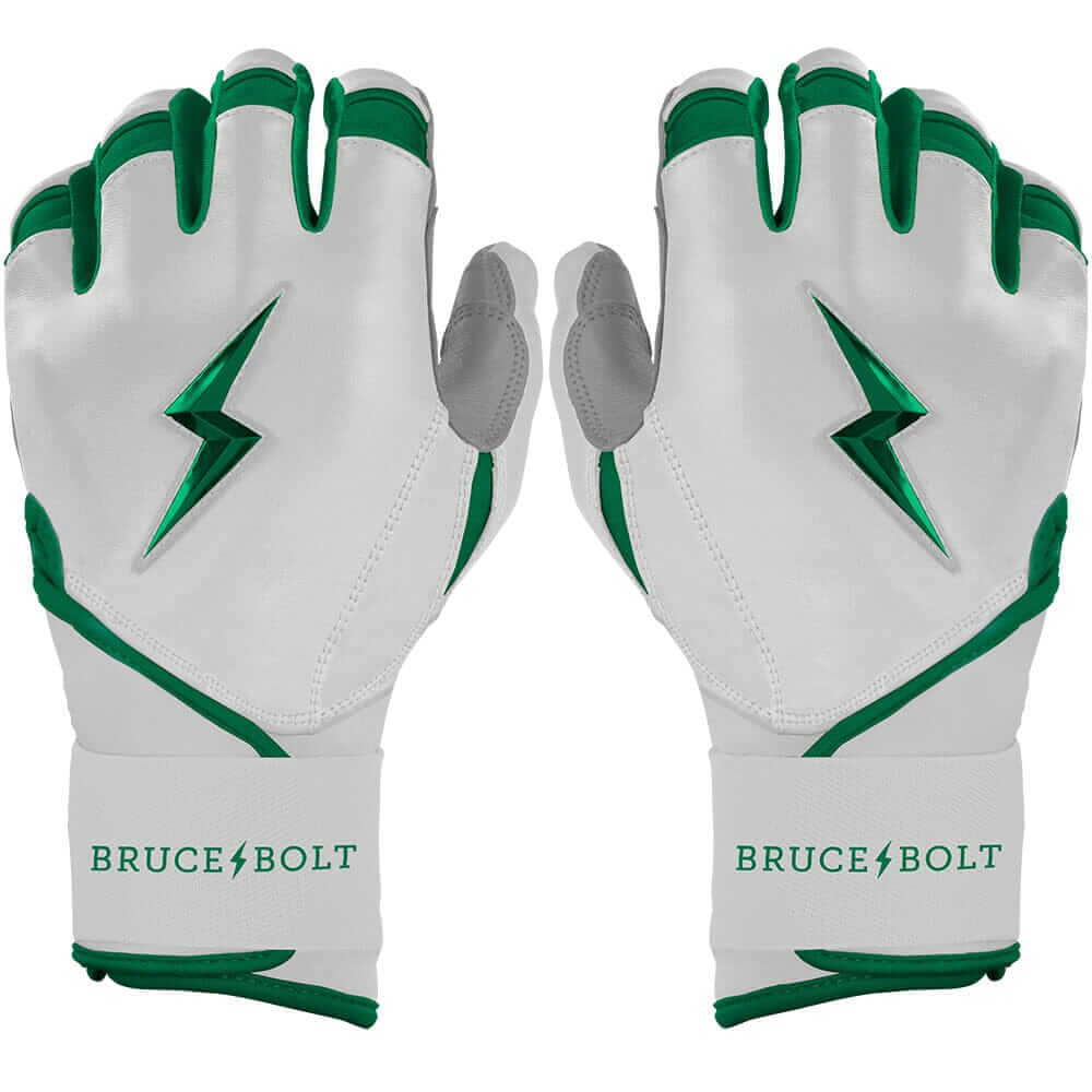 Bruce Bolt Premium Pro Chrome Long Cuff Batting Gloves - Green - Image 6