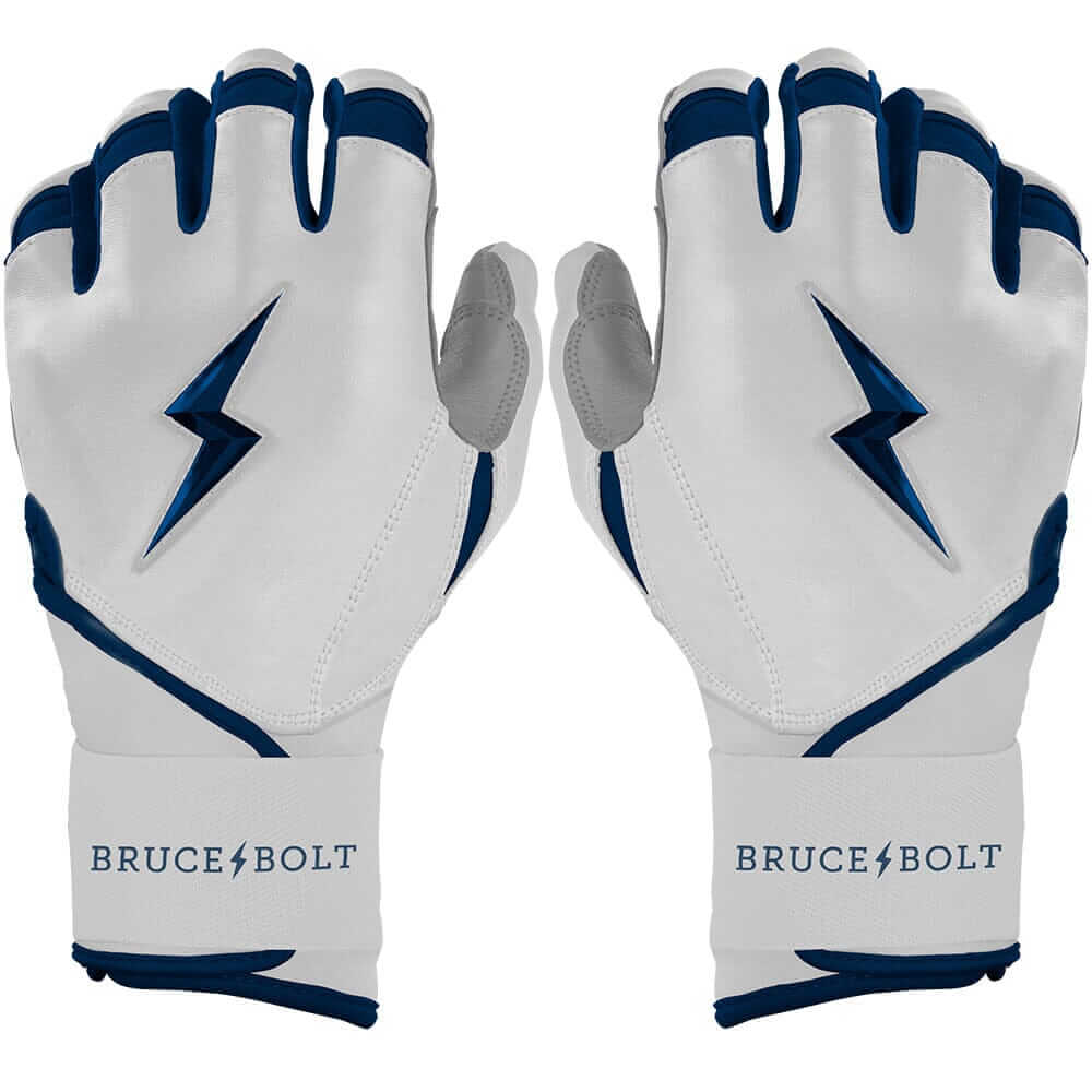 Bruce Bolt Premium Pro Chrome Long Cuff Batting Gloves - Navy