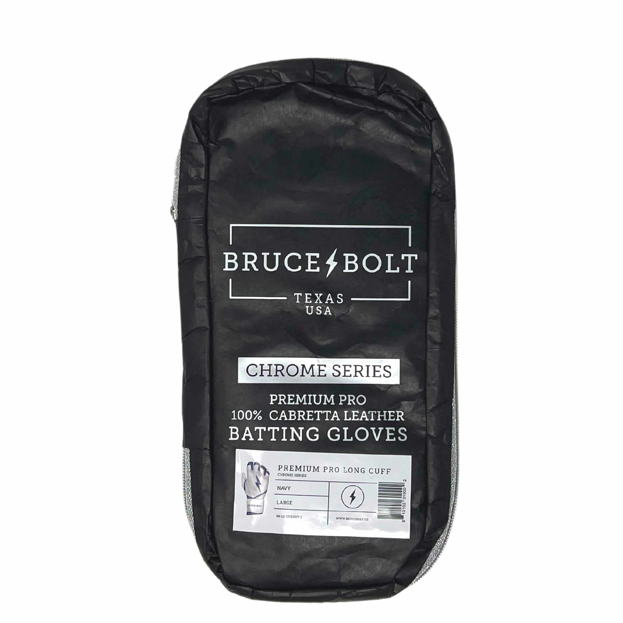 Bruce Bolt Premium Pro Chrome Long Cuff Batting Gloves - Navy - Image 5