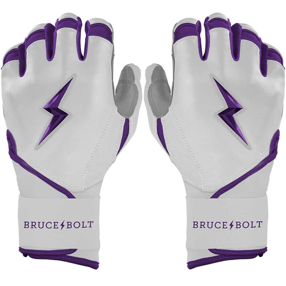 Bruce Bolt Premium Pro Chrome Long Cuff Batting Gloves - Purple