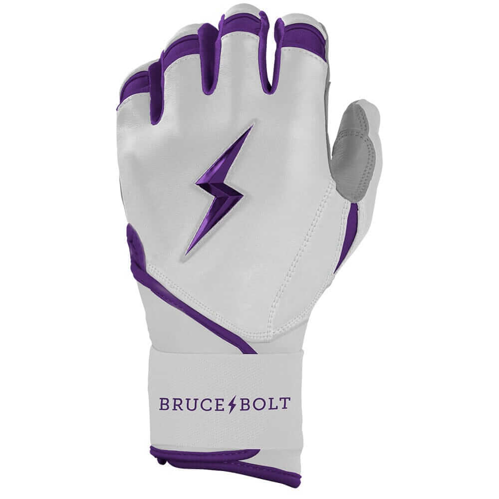 Bruce Bolt Premium Pro Chrome Long Cuff Batting Gloves - Purple - Image 2