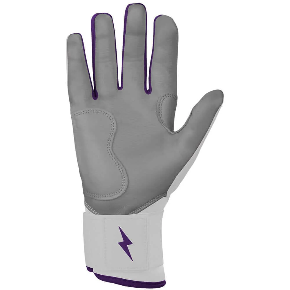 Bruce Bolt Premium Pro Chrome Long Cuff Batting Gloves - Purple - Image 4