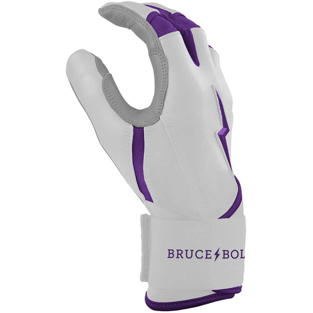 Bruce Bolt Premium Pro Chrome Long Cuff Batting Gloves - Purple - Image 5