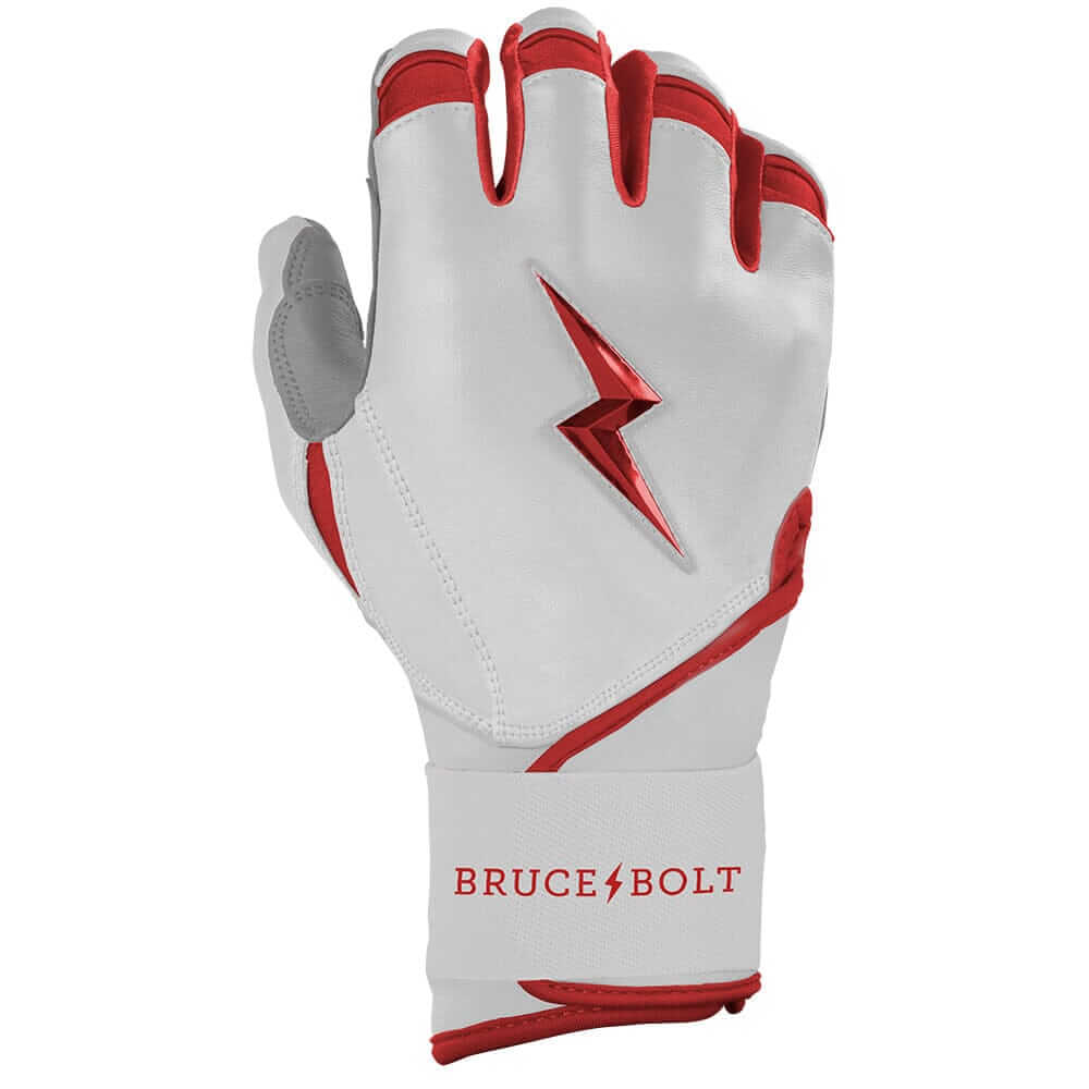 Bruce Bolt Premium Pro Chrome Long Cuff Batting Gloves - Red - Image 3