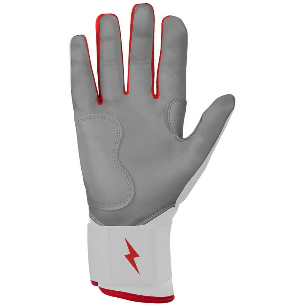 Bruce Bolt Premium Pro Chrome Long Cuff Batting Gloves - Red - Image 5