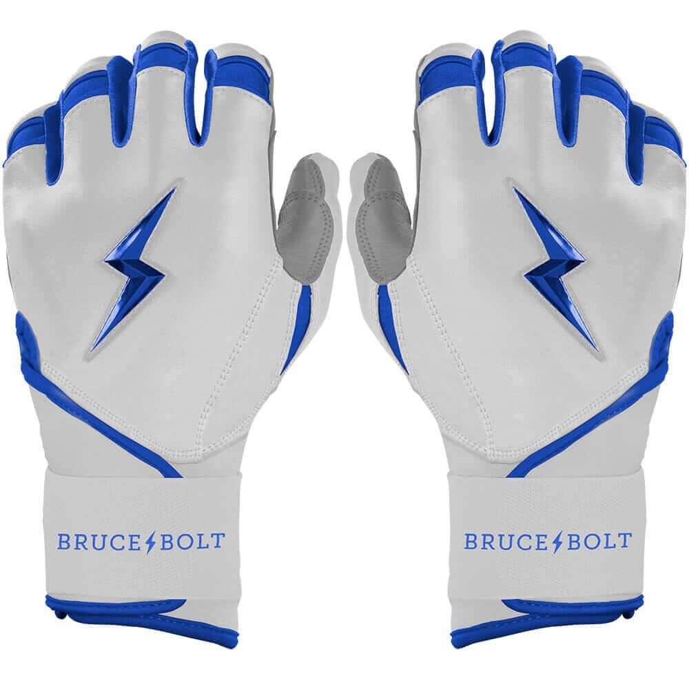 Bruce Bolt Premium Pro Chrome Long Cuff Batting Gloves - Royal