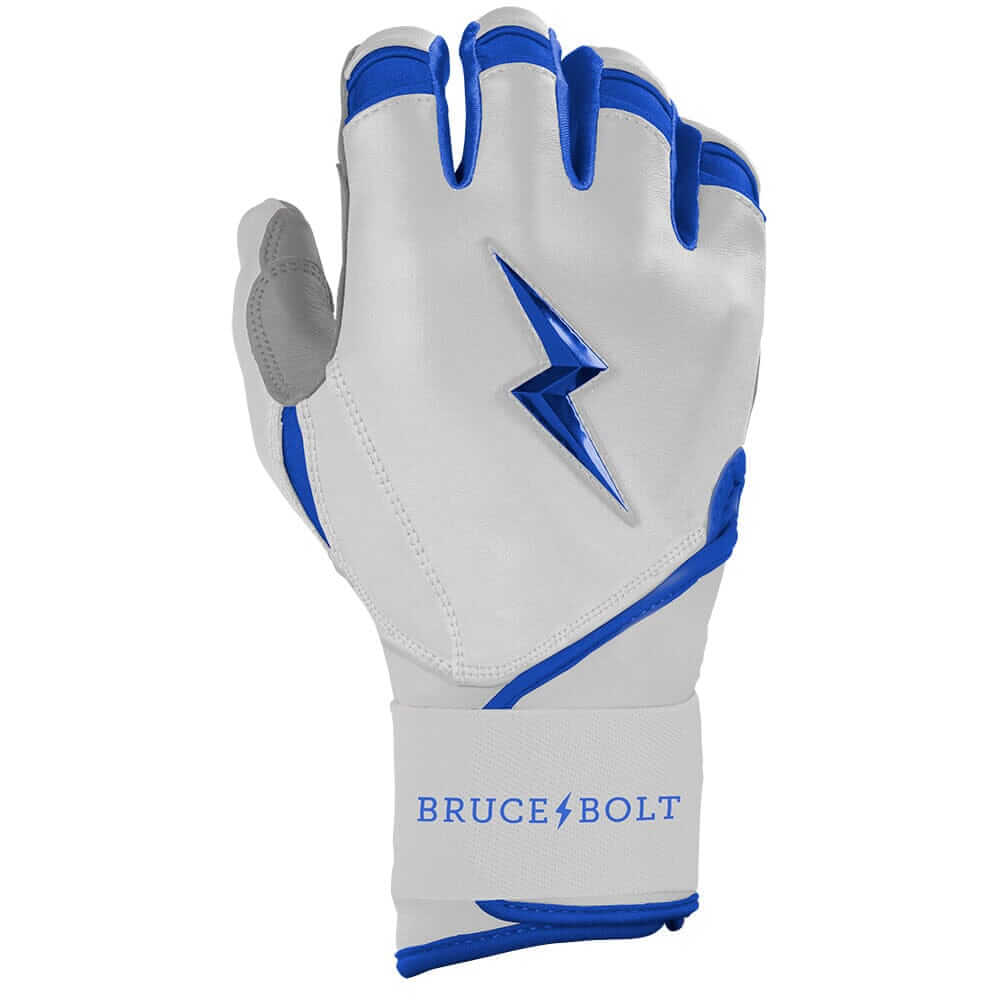 Bruce Bolt Premium Pro Chrome Long Cuff Batting Gloves - Royal - Image 2