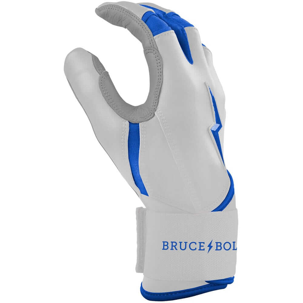 Bruce Bolt Premium Pro Chrome Long Cuff Batting Gloves - Royal - Image 3