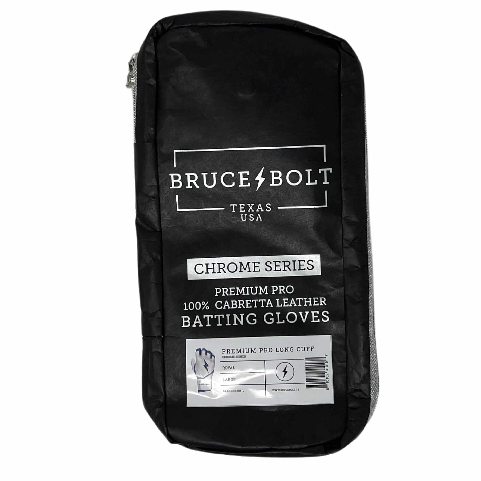Bruce Bolt Premium Pro Chrome Long Cuff Batting Gloves - Royal - Image 4
