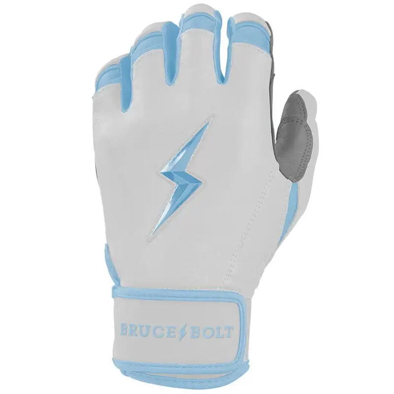 Bruce Bolt Premium Pro Chrome Short Cuff Batting Gloves - Baby Blue - Image 3