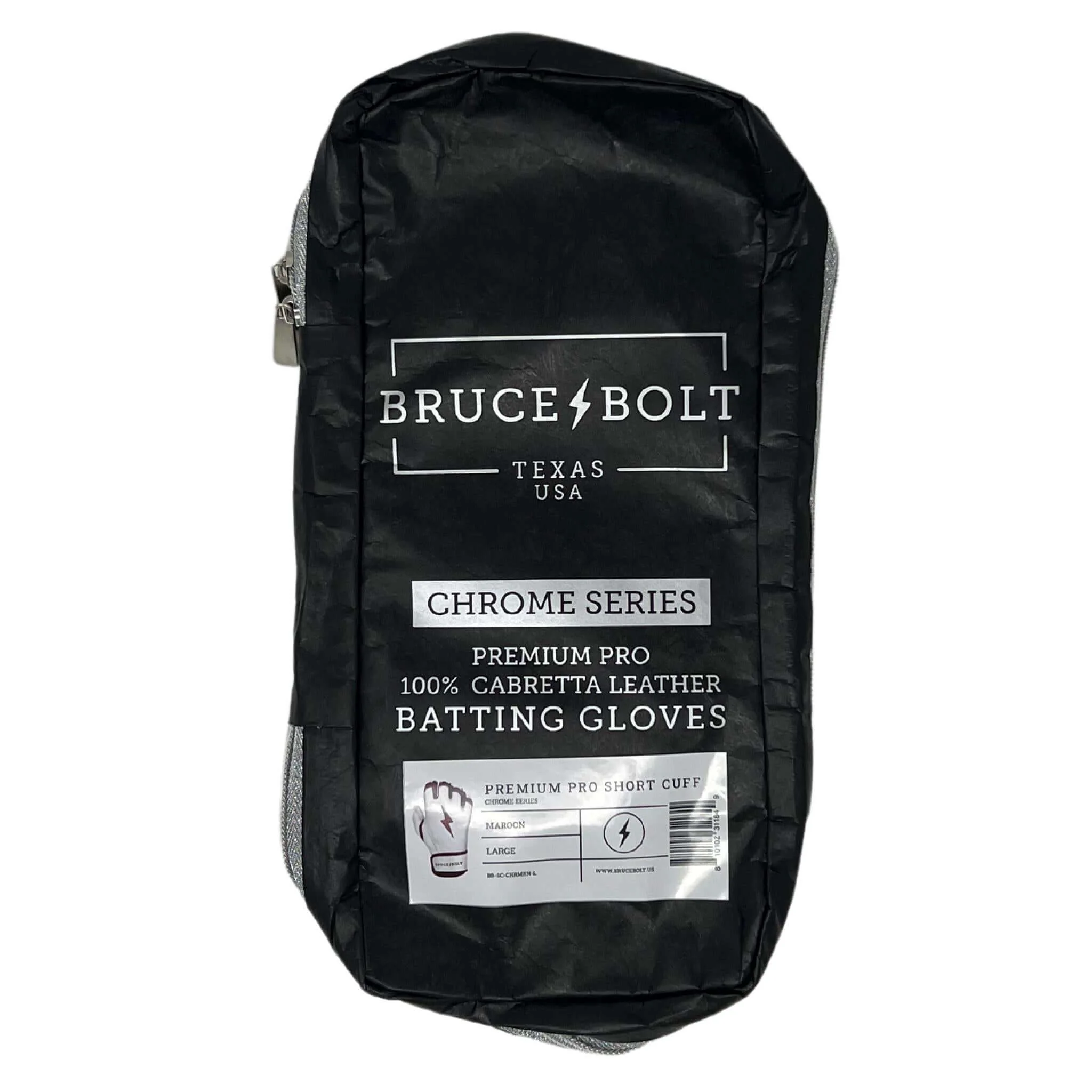 Bruce Bolt Premium Pro Chrome Short Cuff Batting Gloves - Maroon - Image 6
