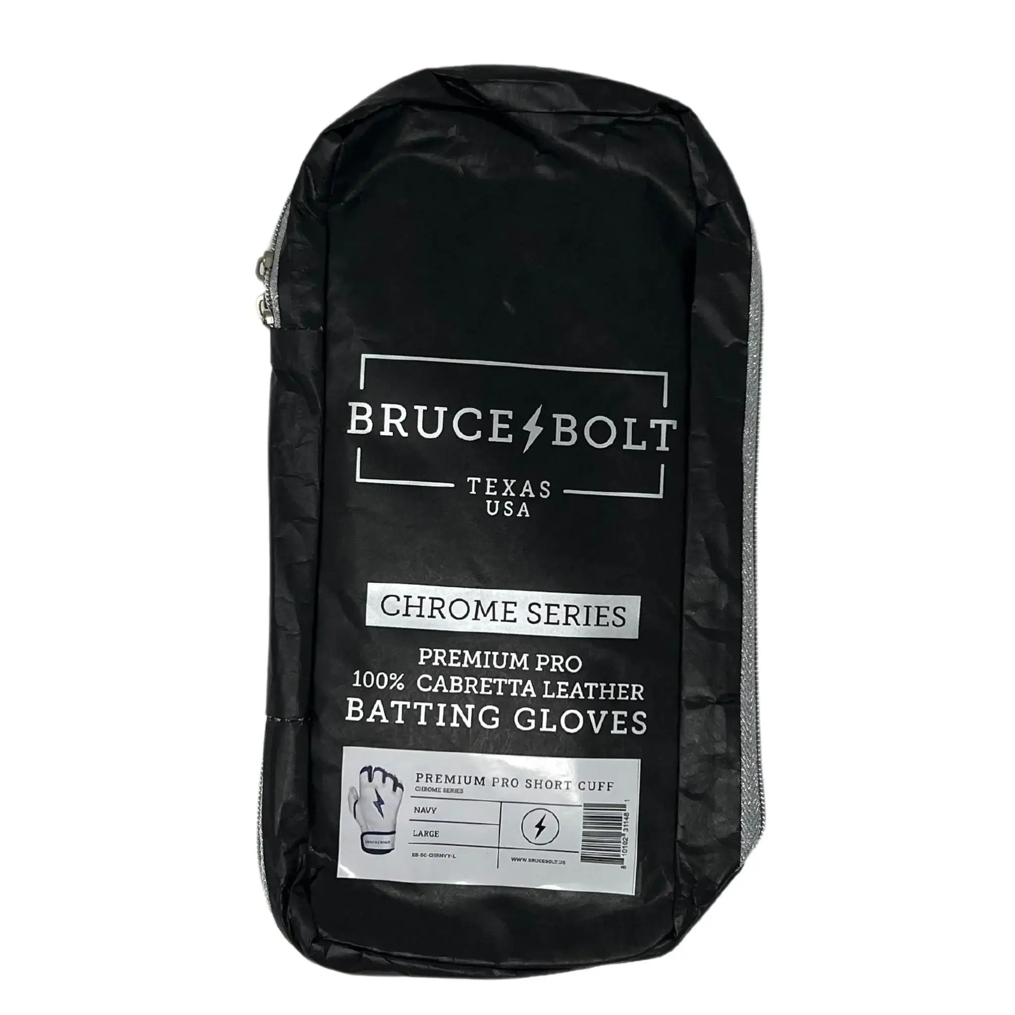 Bruce Bolt Premium Pro Chrome Short Cuff Batting Gloves Navy - Image 7