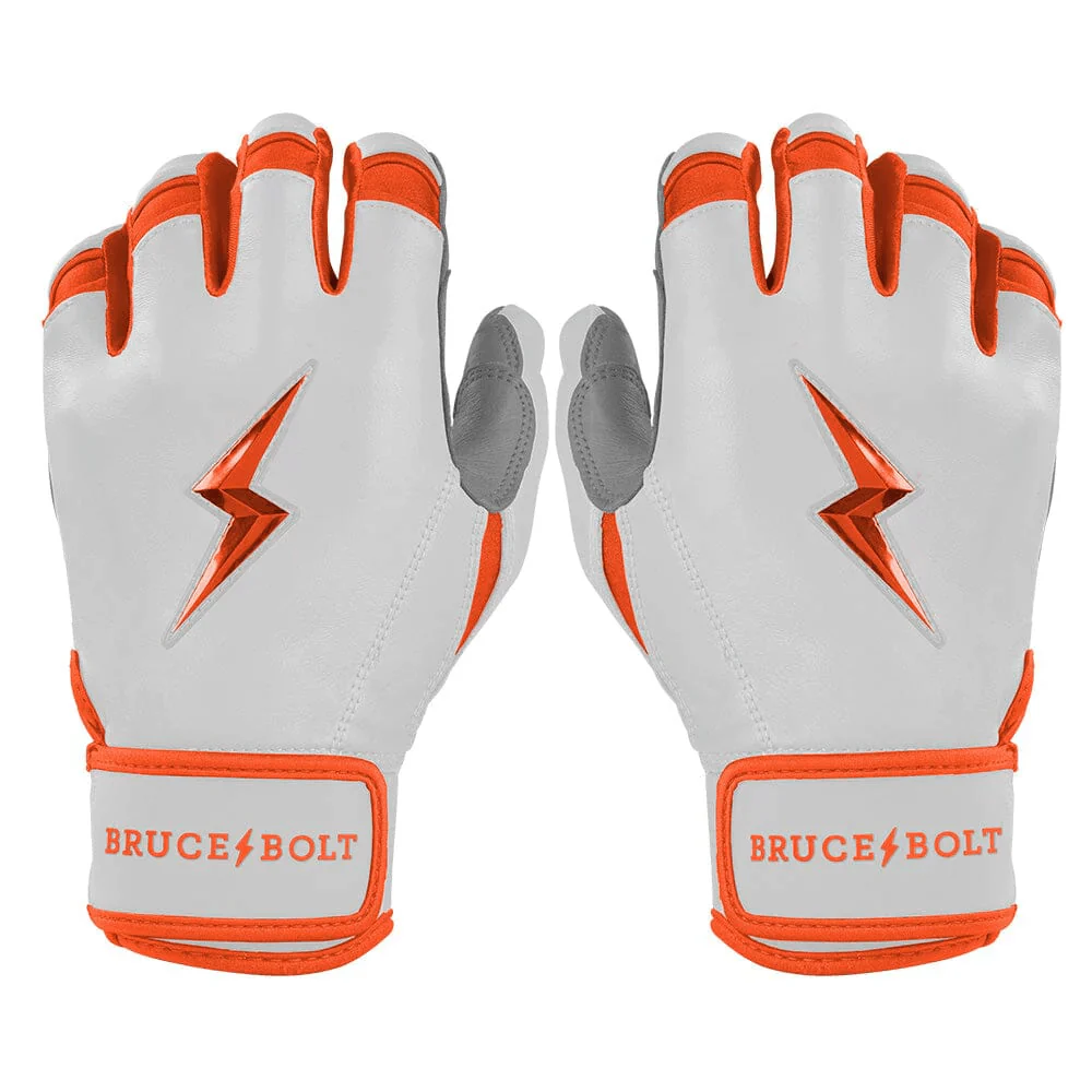 Bruce Bolt Premium Pro Chrome Short Cuff Batting Gloves - Orange