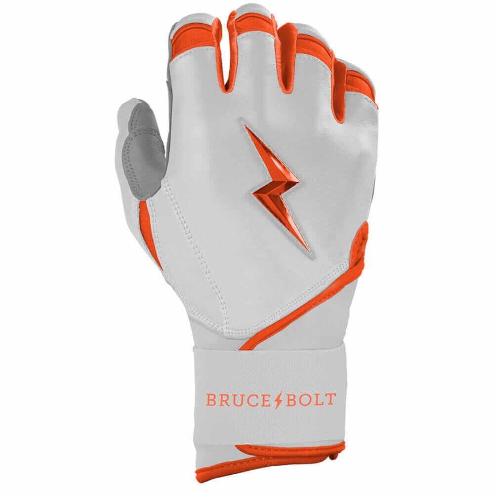 Bruce Bolt Premium Pro Chrome Short Cuff Batting Gloves - Orange - Image 2