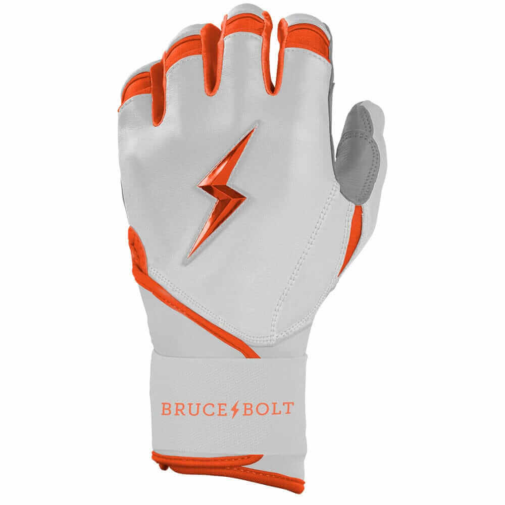 Bruce Bolt Premium Pro Chrome Short Cuff Batting Gloves - Orange - Image 5