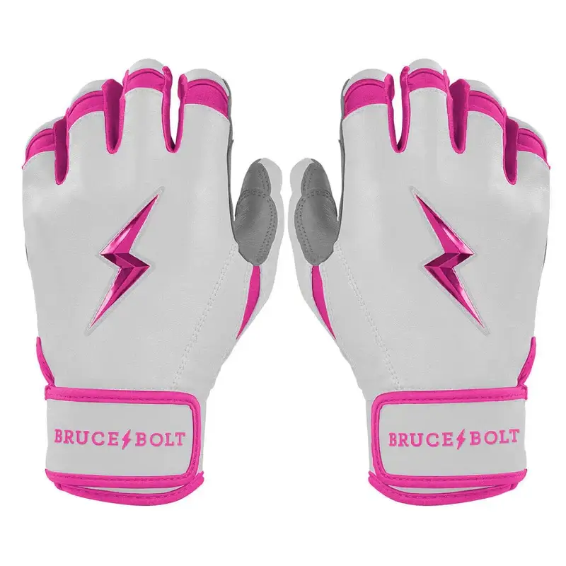 Bruce Bolt Premium Pro Chrome Short Cuff Batting Gloves - Pink